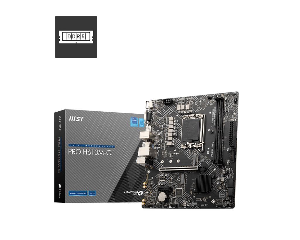 MSI PRO H610M-G Bundkort - Intel H610 - Intel LGA1700 - DDR5 RAM - Micro-ATX Bundkort