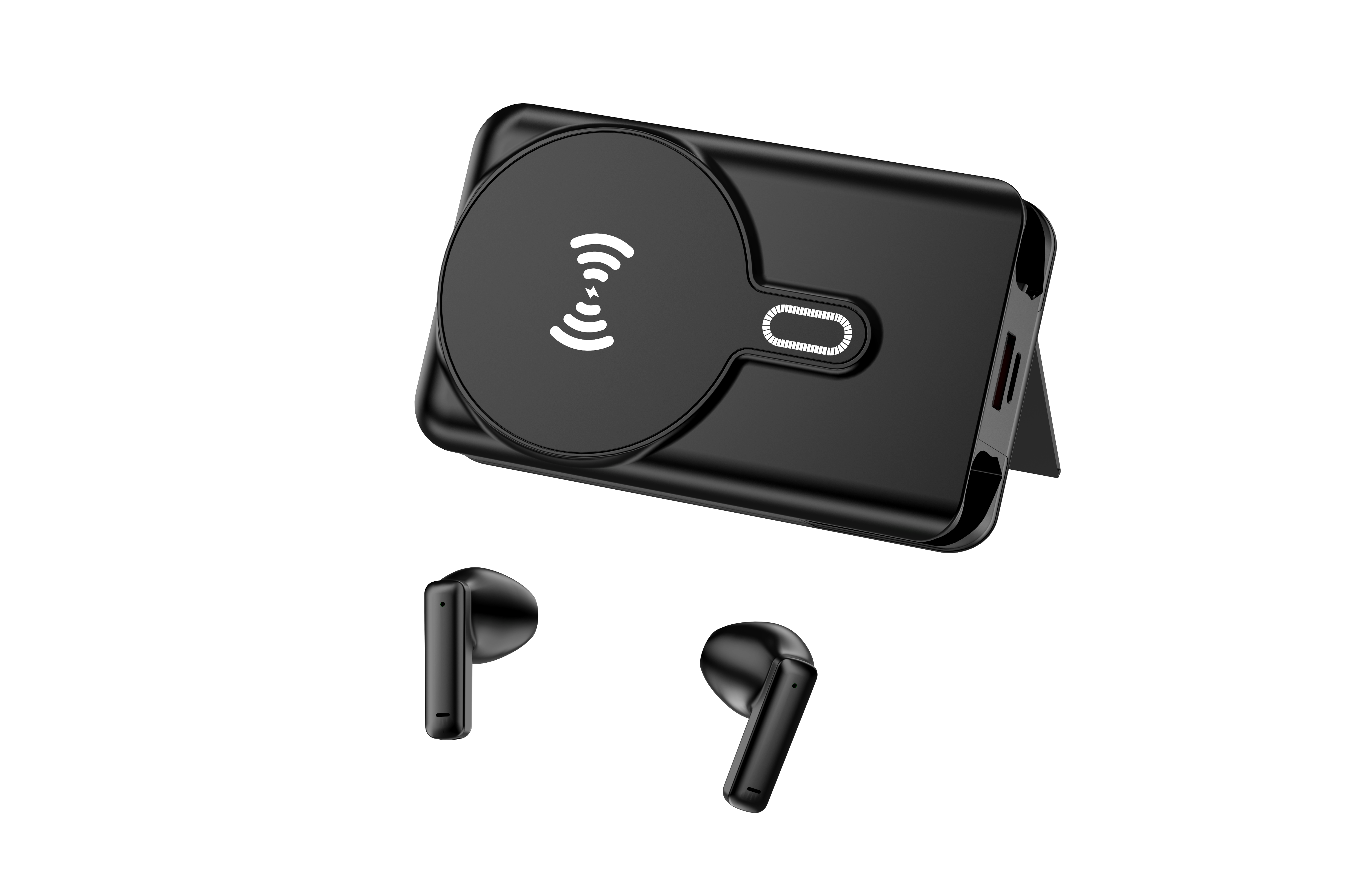 DENVER Powerbank + Bluetooth Earbuds - Black - 5000 mAh Powerbank Sort PWE-5000B