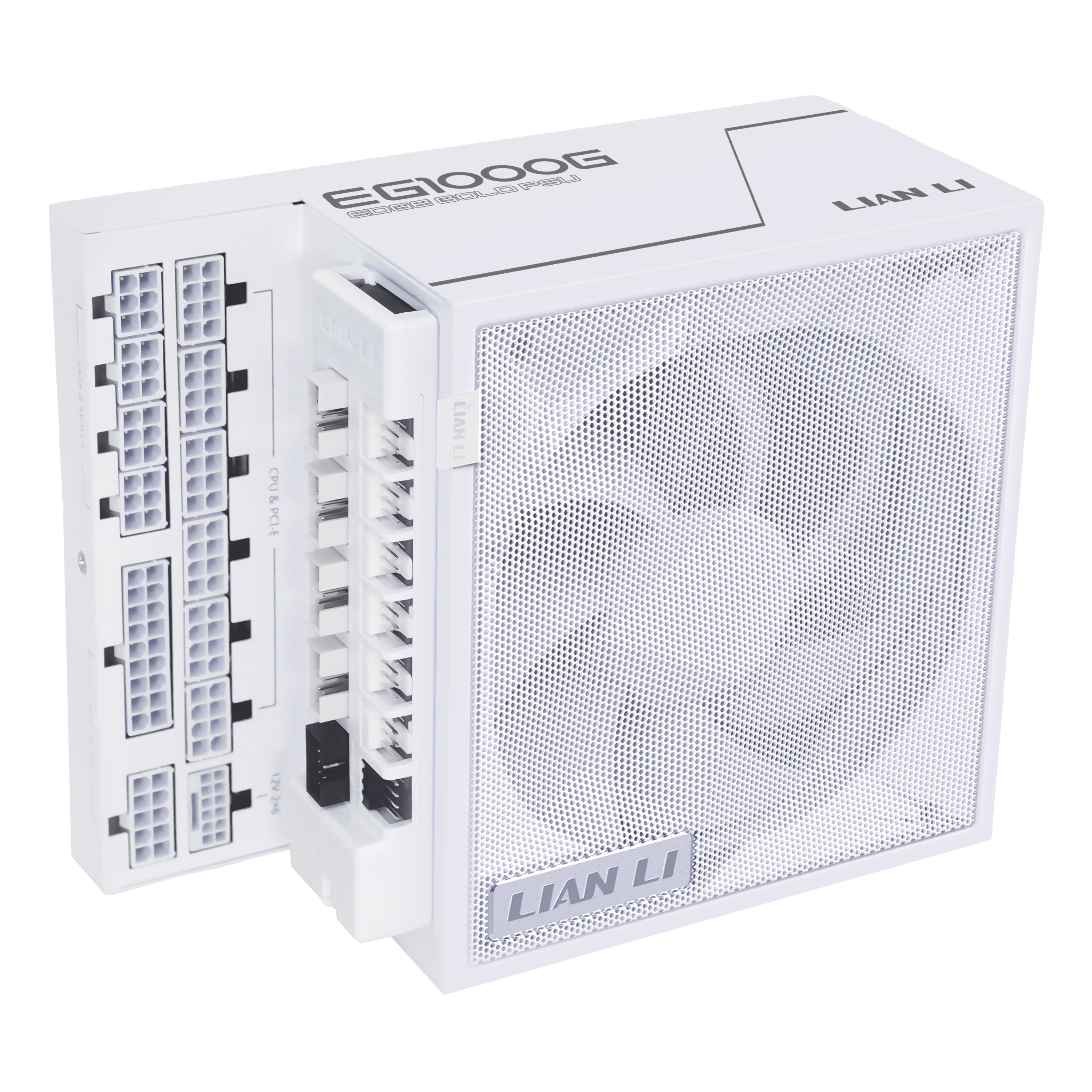Lian Li Edge Gold 1000W White Strømforsyning - 1000 Watt - 120 mm - ATX 3.1 - 80 Plus Gold certified Strømforsyning Hvid G9P.EG1000G.WH00.EU