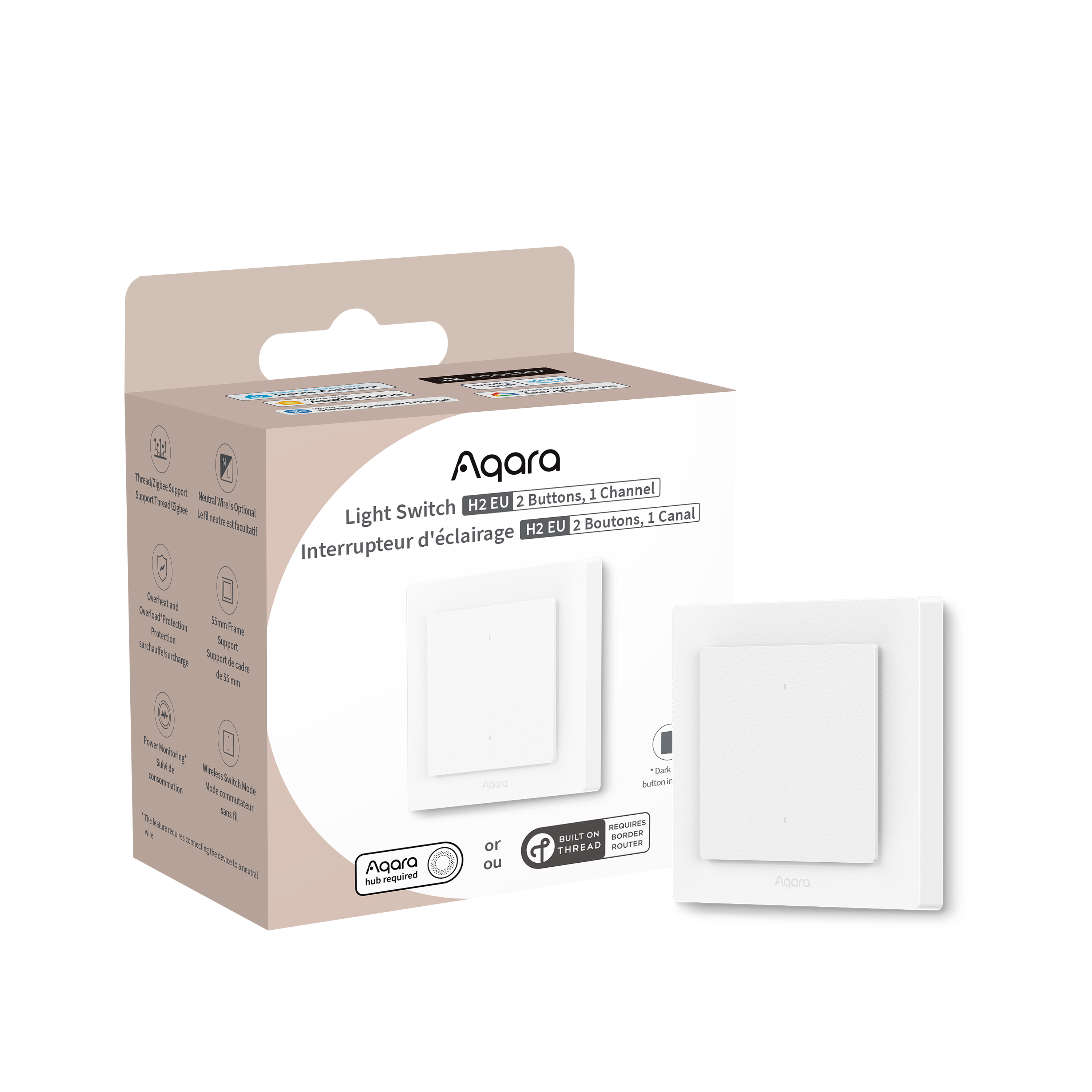 Aqara Light Switch H2 EU (2 Buttons 1 Channel) Smart Home WS-K07D