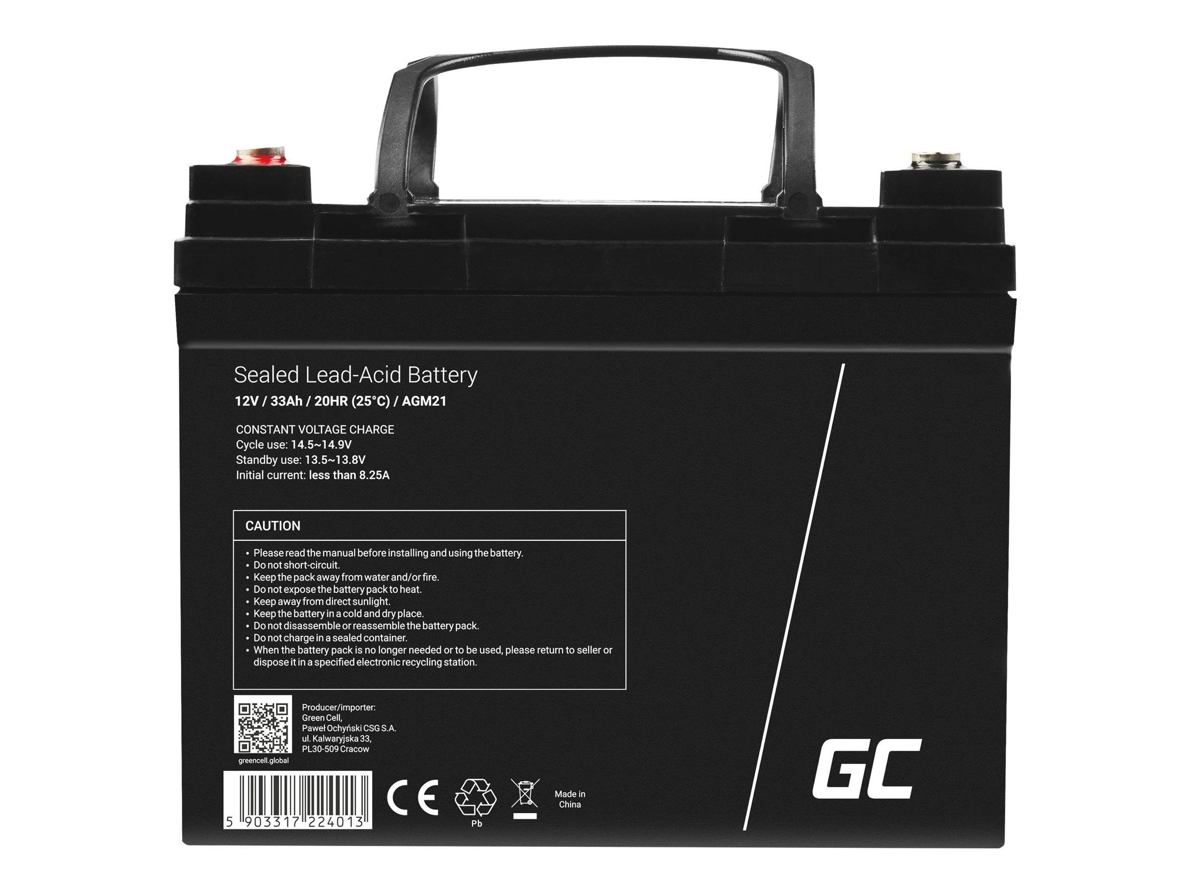 Green Cell AGM21 AGM 12V/33Ah Gel Deep Cycle Ups