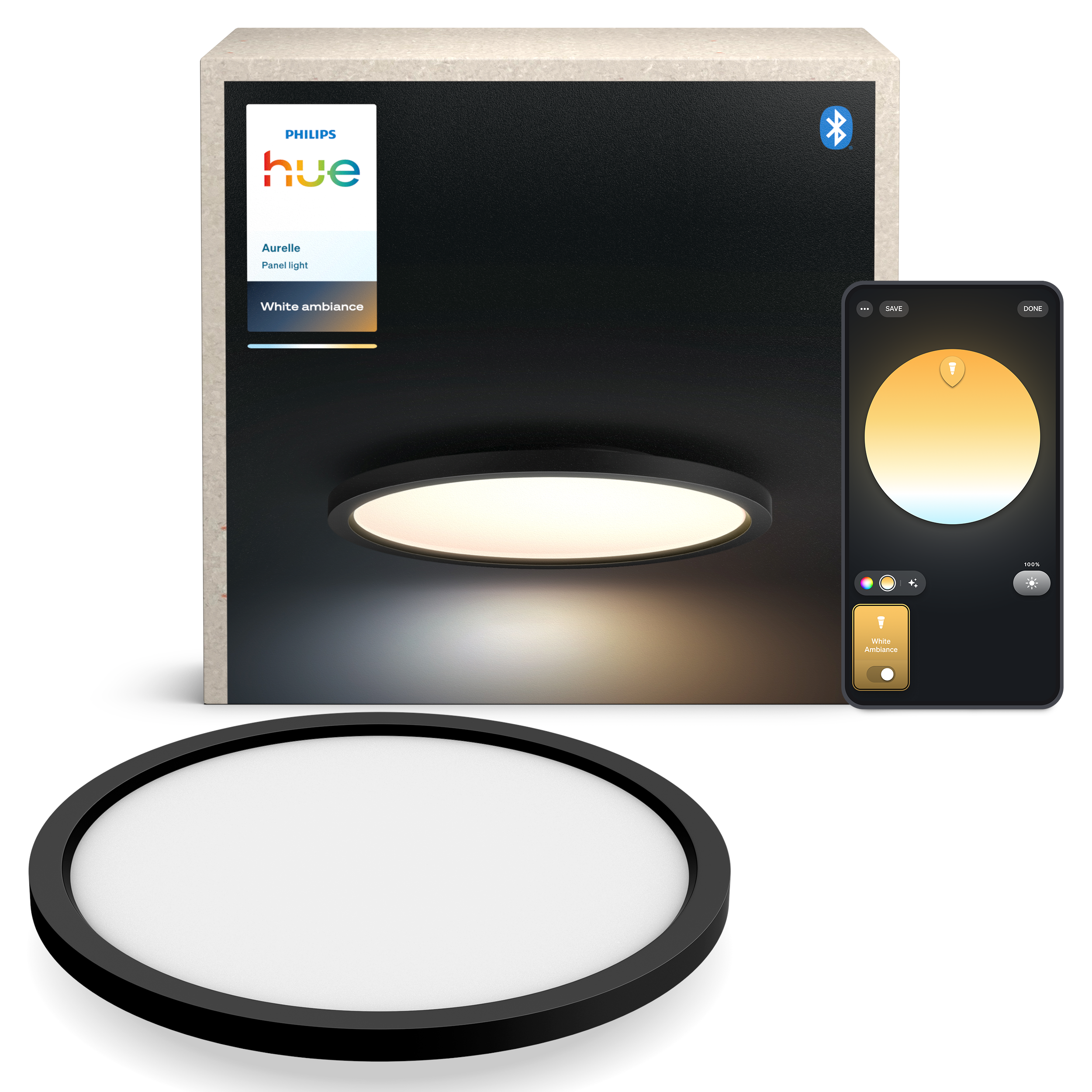 Philips Hue Aurelle panel round black Smart Home 929003597902