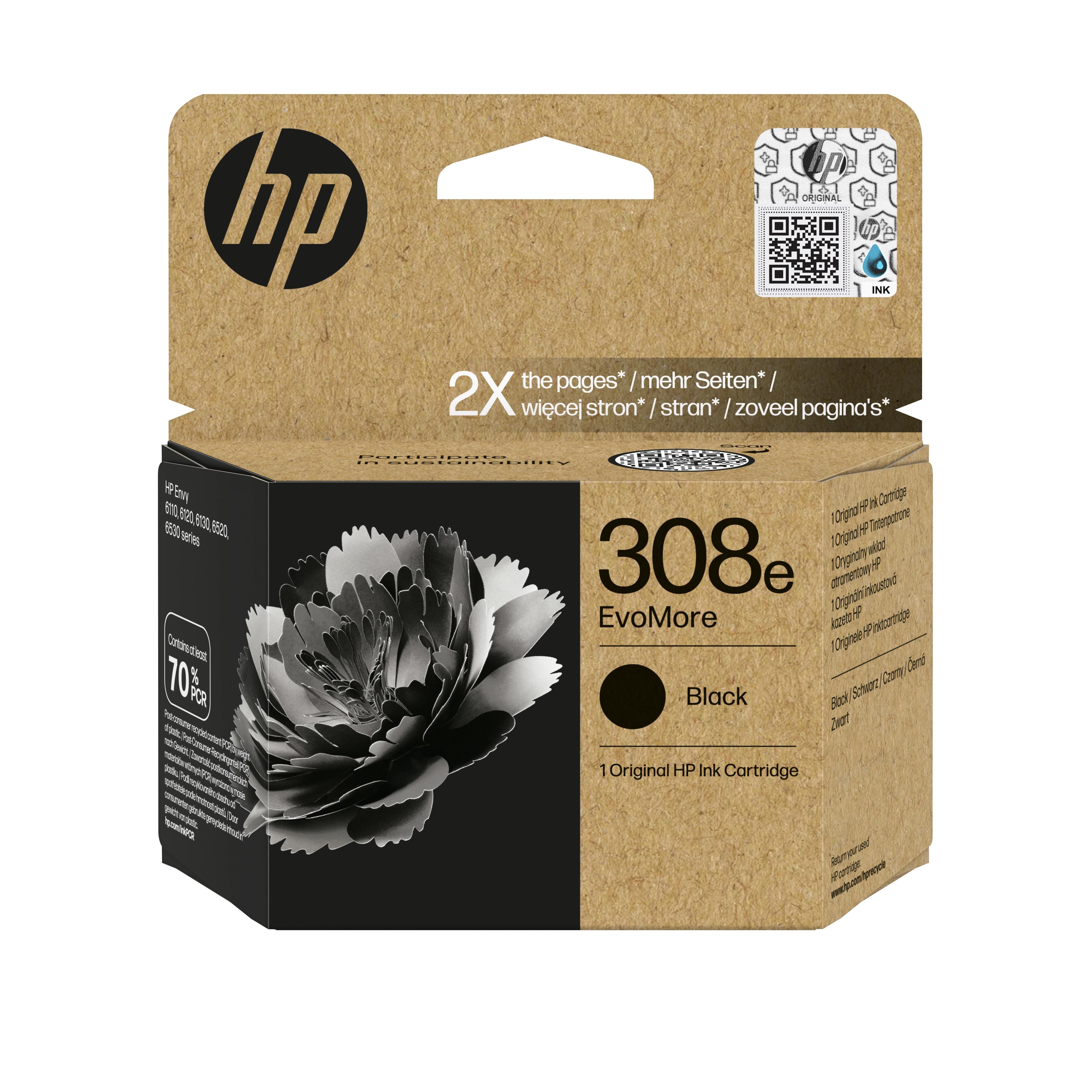 HP 308e EvoMore Printerpatron Og Toner Sort 7FP22UE