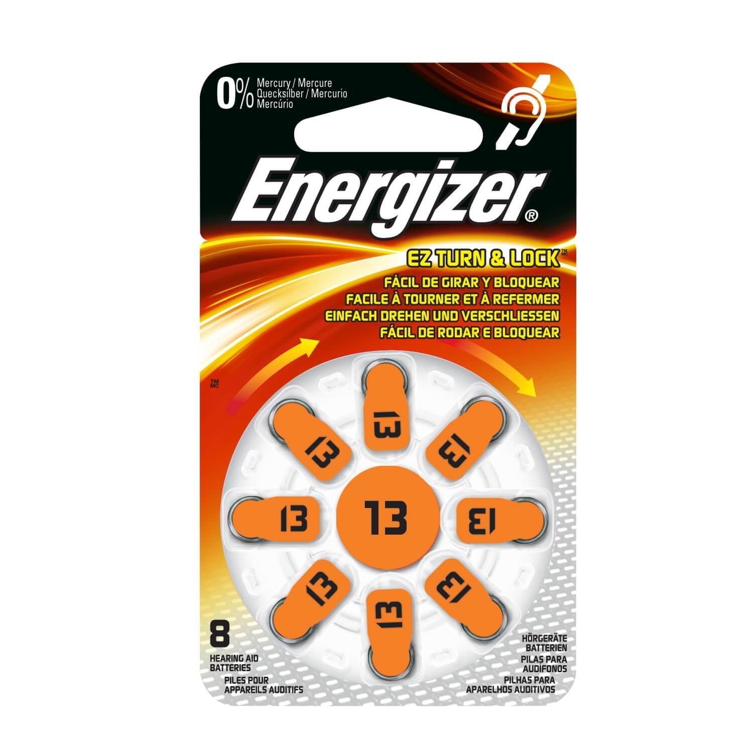 Energizer Hearing Aid Battery Zinc Air 13 - 8 Pack Batteri 7638900425727