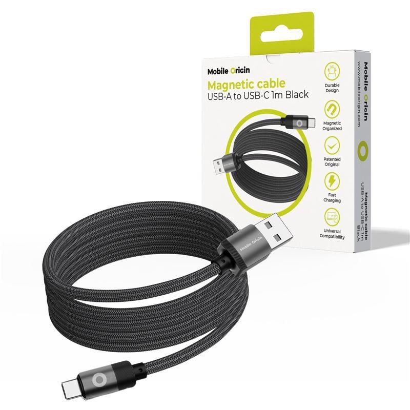 Mobile Origin Magnetic Patented Original Cable USB-A to USB-C 1m - black Usb Kabel Sort MC2-USBA-1M-BLK