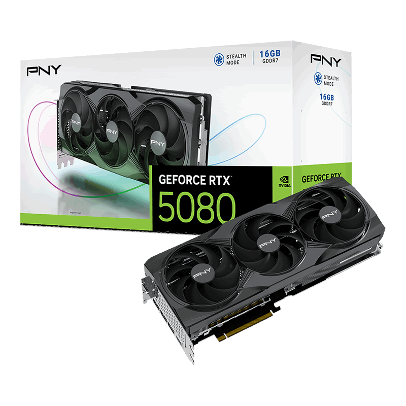 PNY GeForce RTX 5080 Triple Fan - 16GB GDDR7 RAM - Grafikkort Grafikkort Sort VCG508016TFXPB1