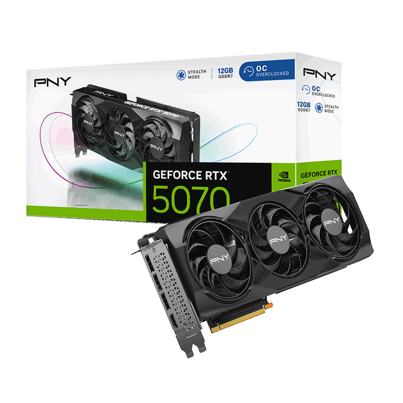 PNY GeForce RTX 5070 Triple Fan - 12GB GDDR7 RAM - Grafikkort Grafikkort Sort VCG507012TFXPB1-O