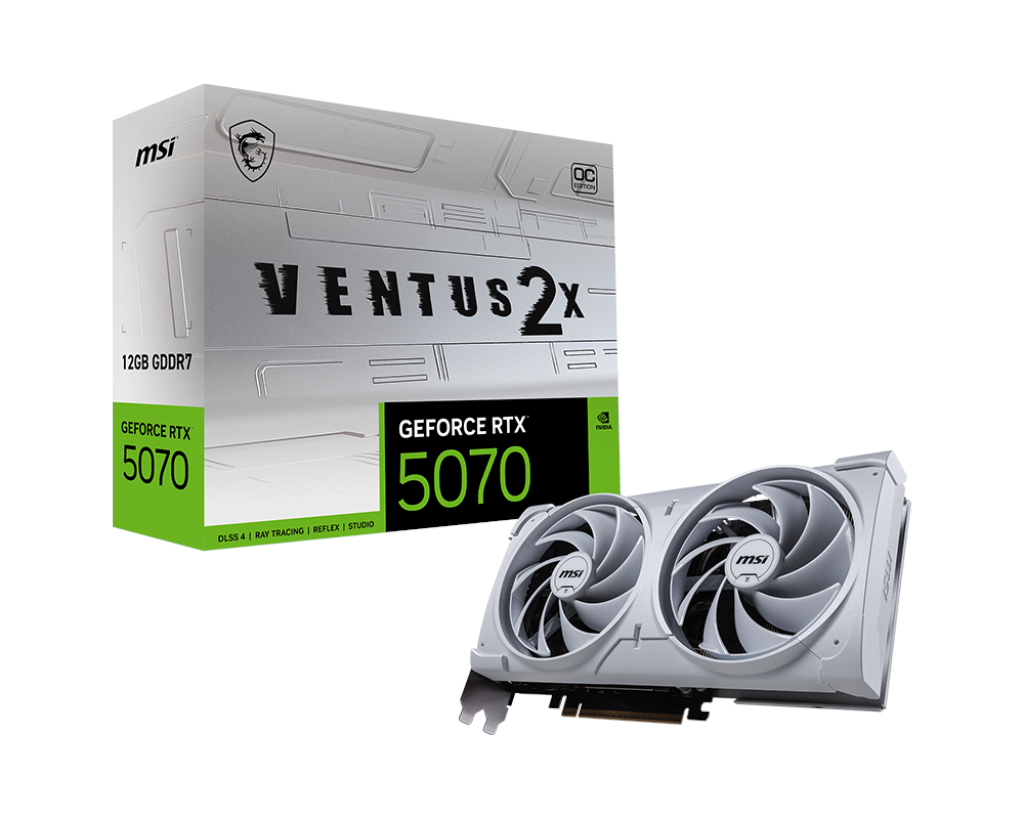 MSI GeForce RTX 5070 VENTUS 2X OC WHITE - 12GB GDDR7 RAM - Grafikkort Grafikkort Hvid G5070-12V2CW