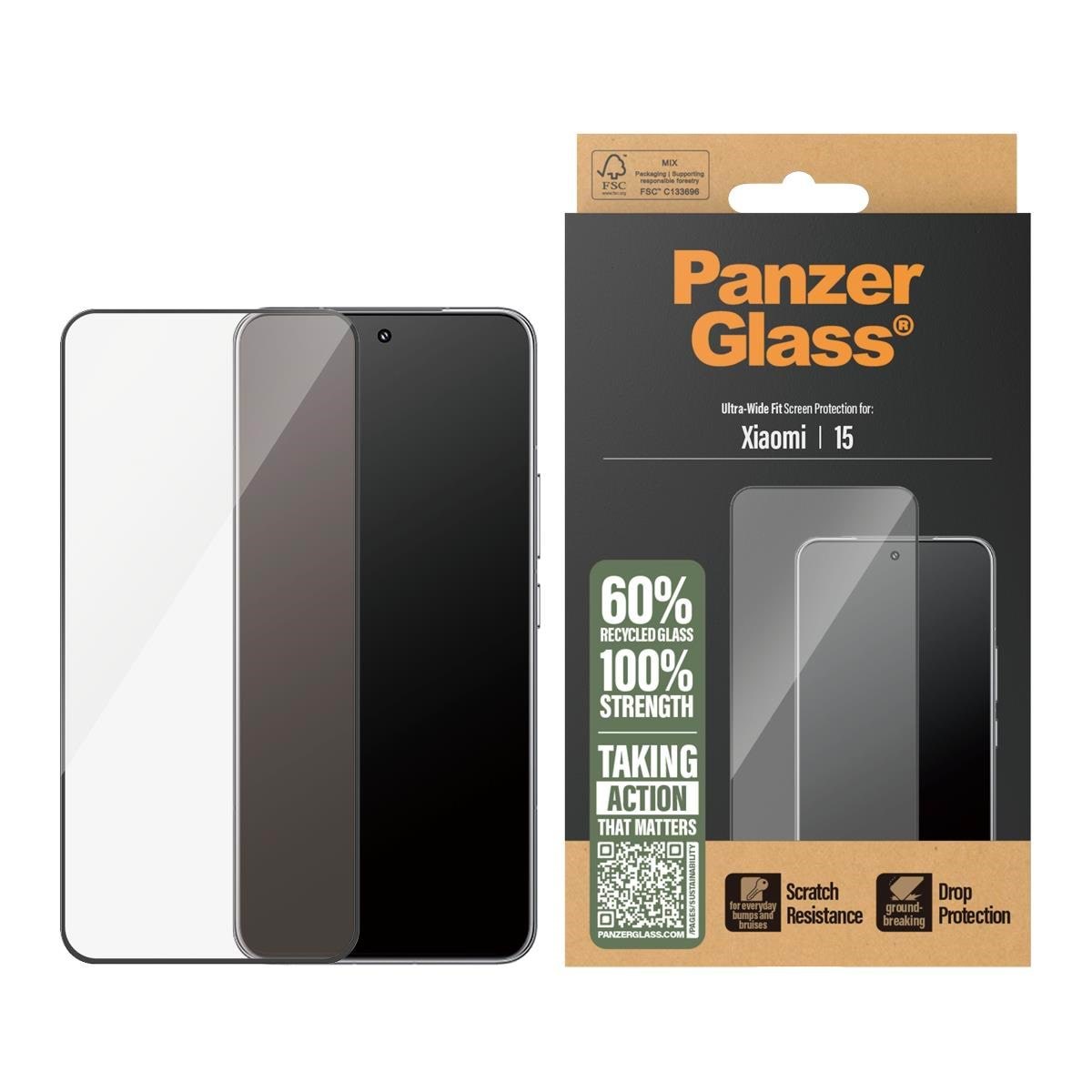 PanzerGlass Screen Protector Xiaomi 15 | Ultra-Wide Fit Beskyttelsesglas PGRNUWFG53445