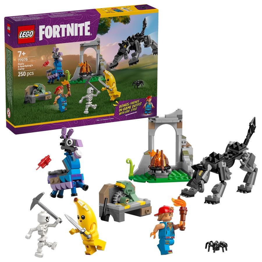 LEGO FORTNITE 77075 Peely og Sparkplugs lejr