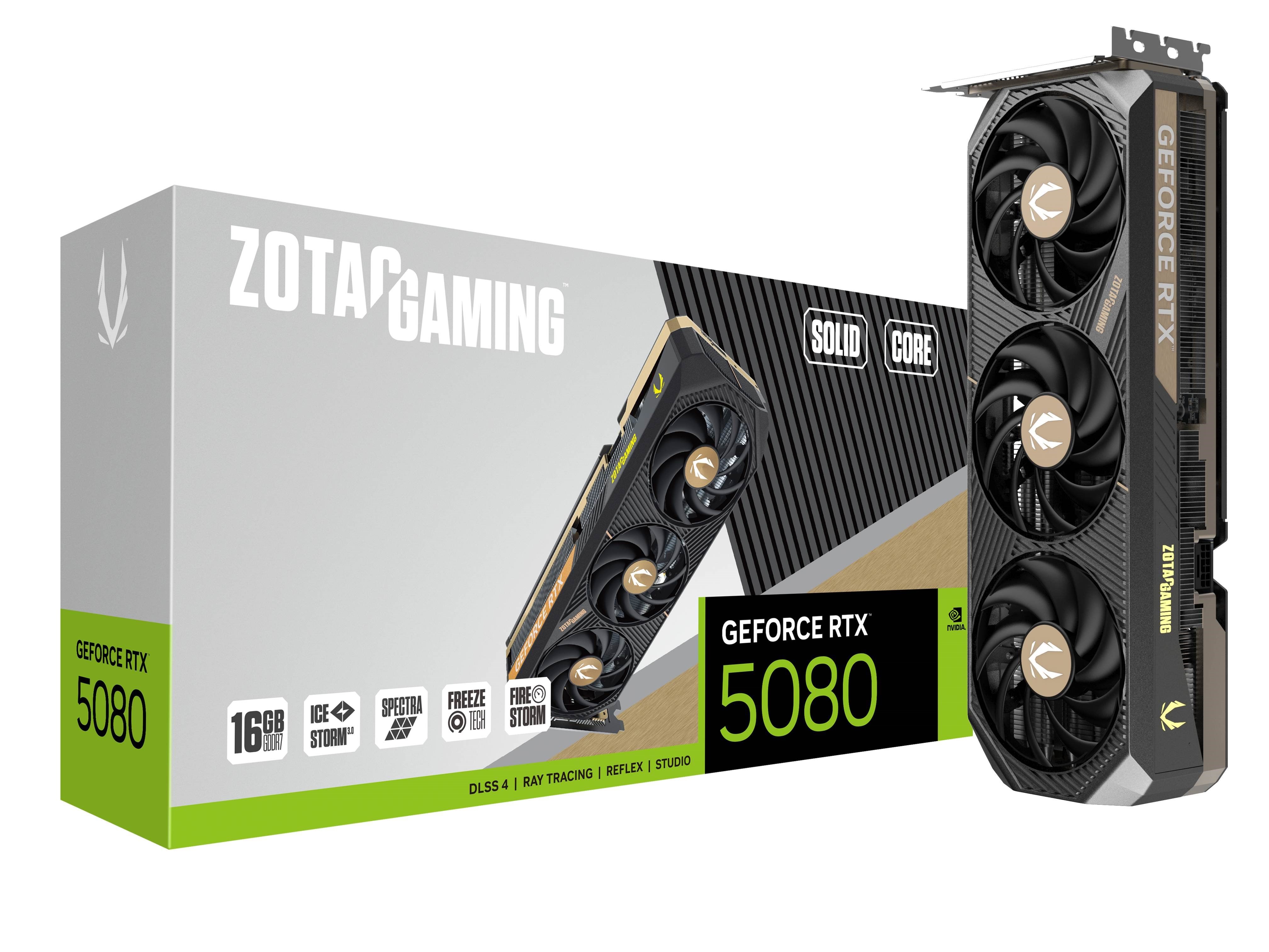 ZOTAC GeForce RTX 5080 Solid Core - 16GB GDDR7 RAM - Grafikkort Grafikkort Sort ZT-B50800D2-10P
