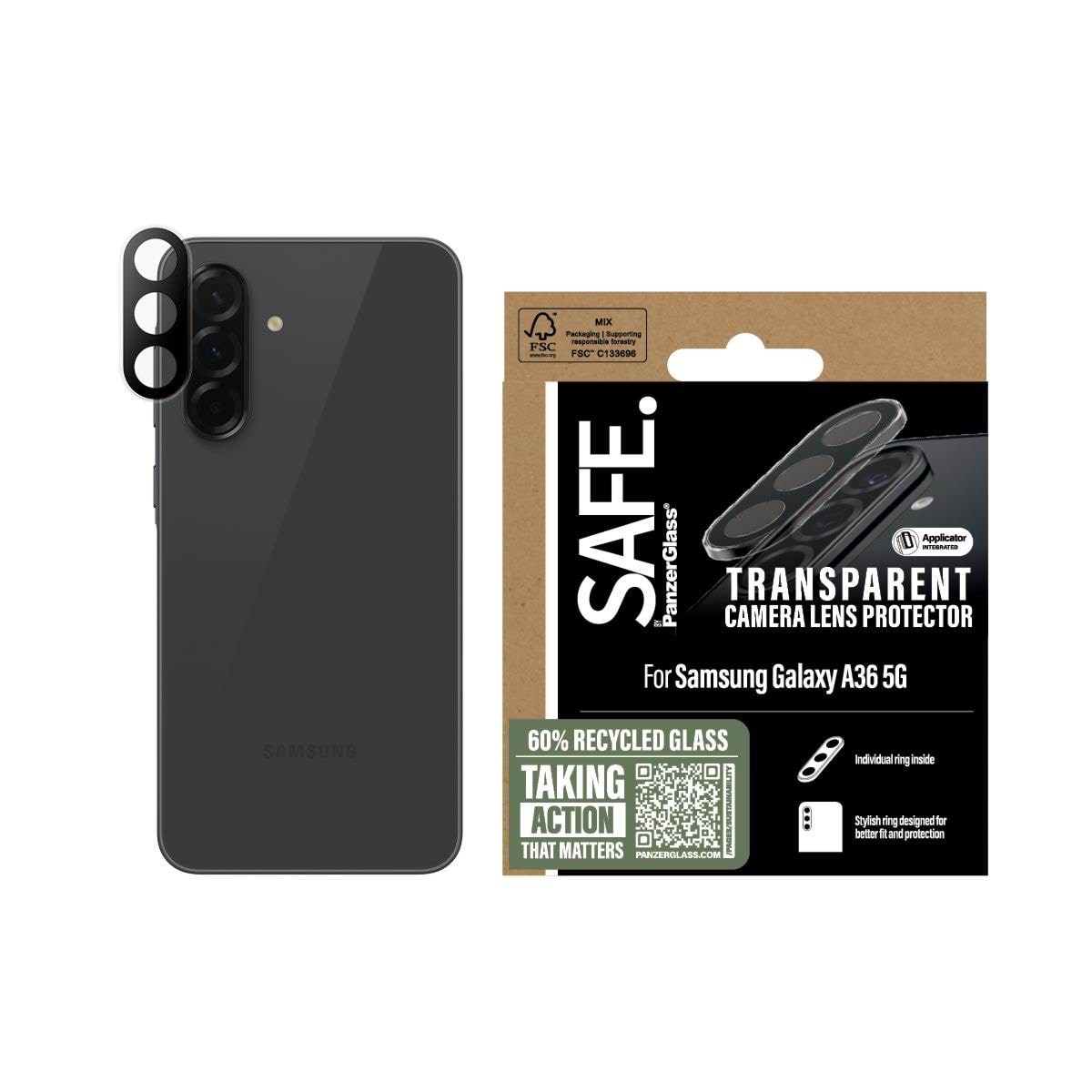 SAFE by PanzerGlass Camera Lens Protector Transparent Samsung Galaxy A36 5G Beskyttelsesglas SARRITRG38083