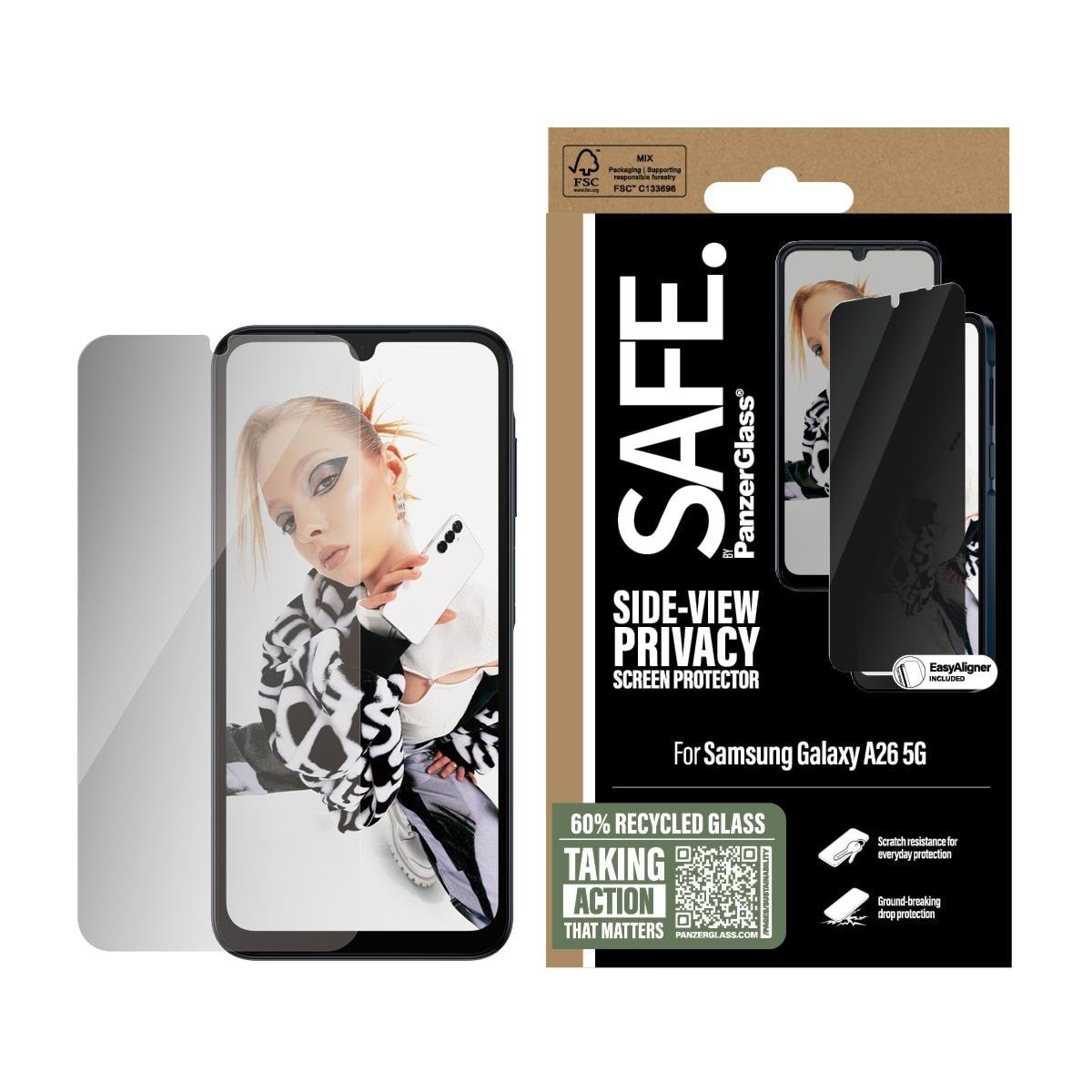 SAFE by PanzerGlass Privacy Screen Protector Samsung Galaxy A26 5G | Ultra-Wide Fit