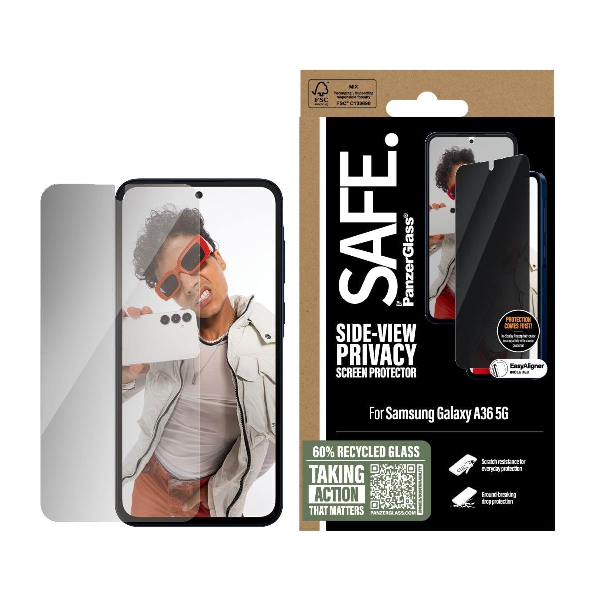 SAFE by PanzerGlass Privacy Screen Protector Samsung Galaxy A36 5G | Ultra-Wide Fit