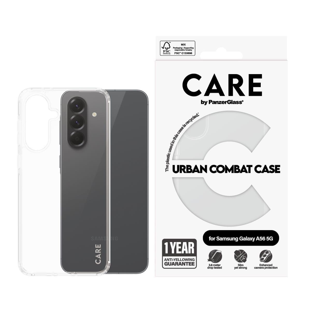 CARE by PanzerGlass Flagship Case Transparent Urban Combat w. Clear Frame Samsung Galaxy A56 5G
