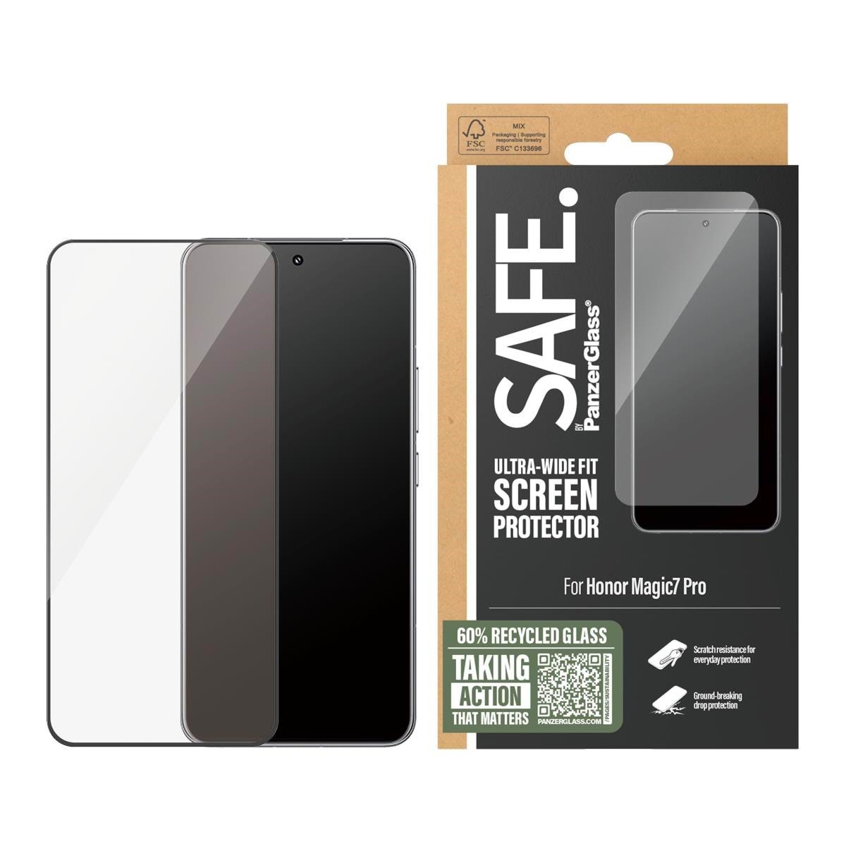 SAFE by PanzerGlass Screen Protector Honor Magic7 Pro | Ultra-Wide Fit Beskyttelsesglas SARNUWFG19010