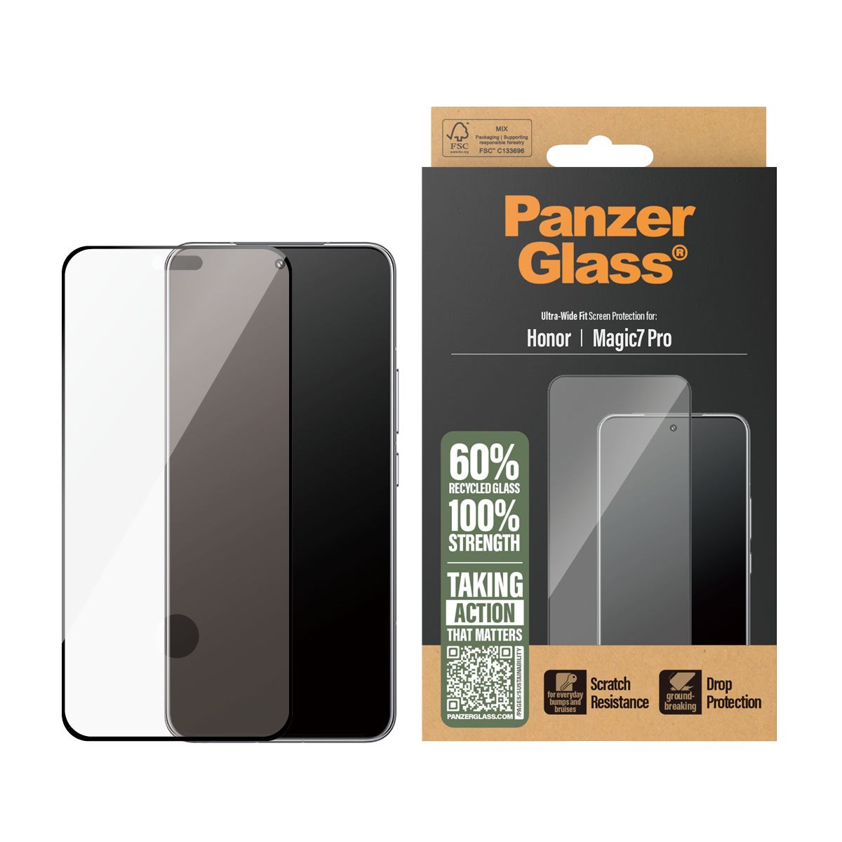 PanzerGlass Screen Protector Honor Magic7 Pro | Ultra-Wide Fit Beskyttelsesglas PGRNUWFG19010