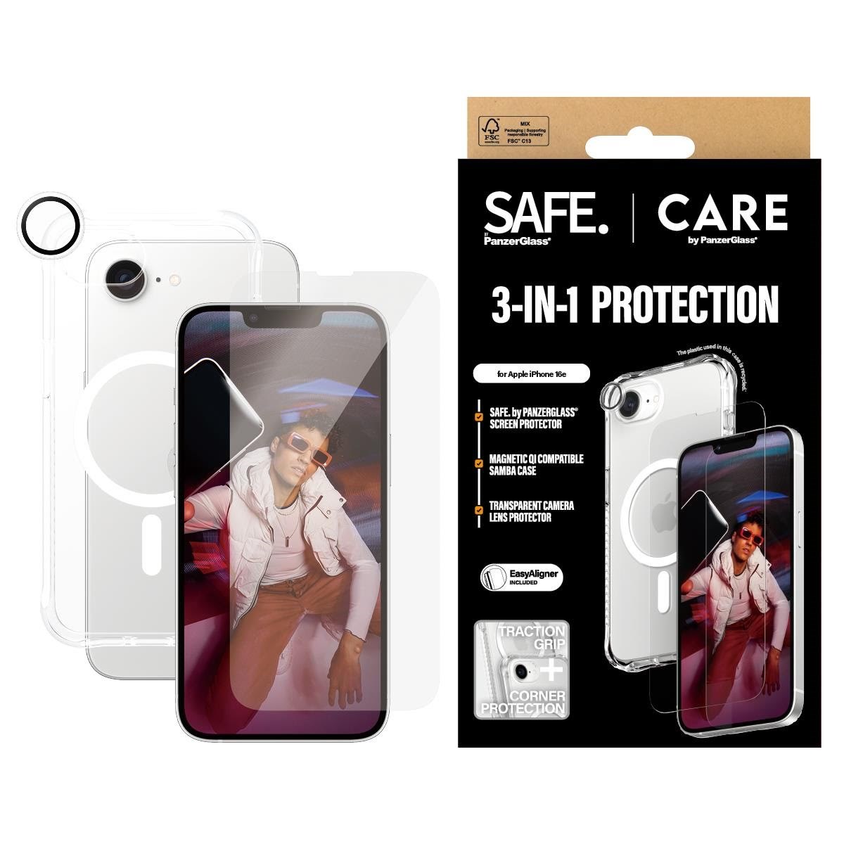 CARE by PanzerGlass 3-in-1 Fashion Bundle iPhone 17e | 16e Beskyttelsesglas CRNCHFUG29845
