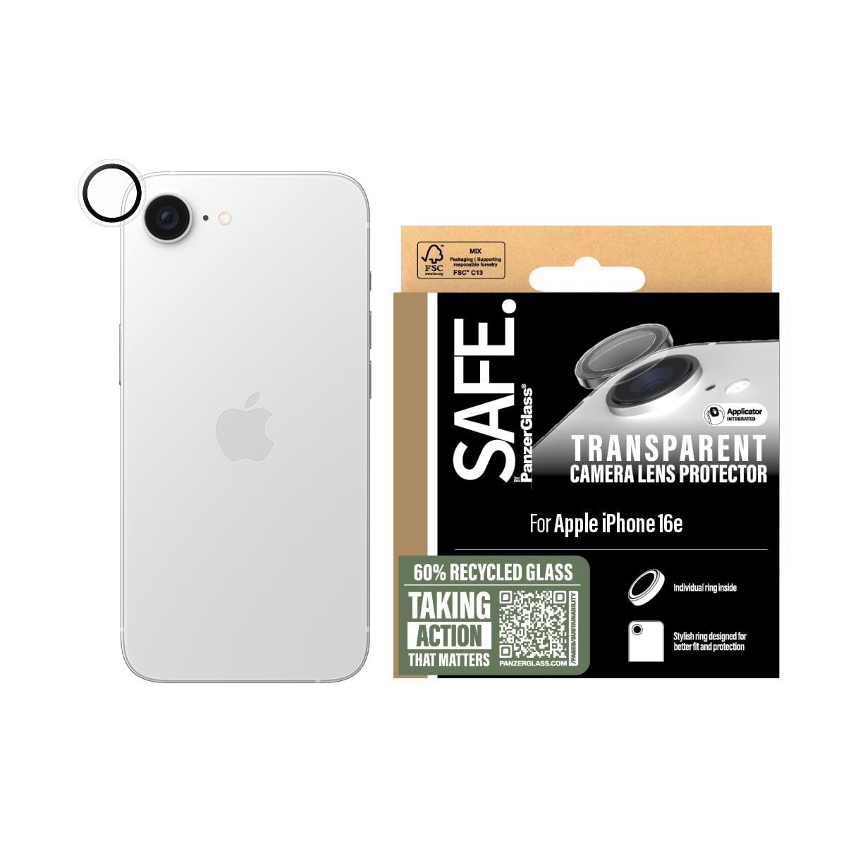 SAFE by PanzerGlass Camera Lens Protector Transparent iPhone 17e | 16e Beskyttelsesglas SARRITRG29845