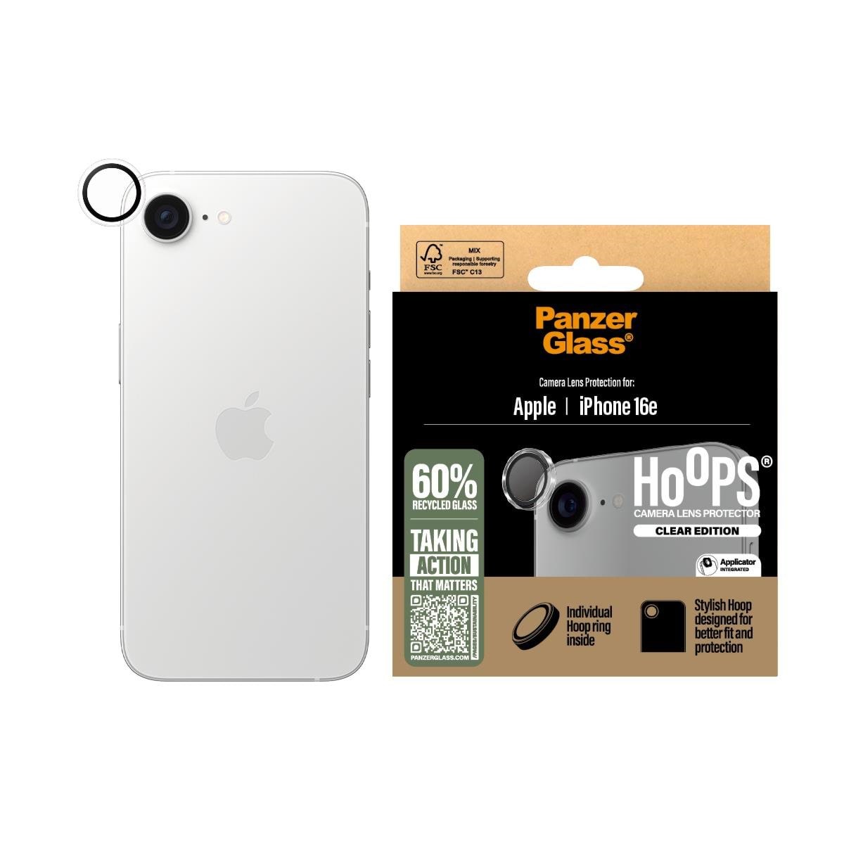 PanzerGlass Hoops Camera Lens Protector Transparent iPhone 17e | 16e Beskyttelsesglas PGRHOTRG29845