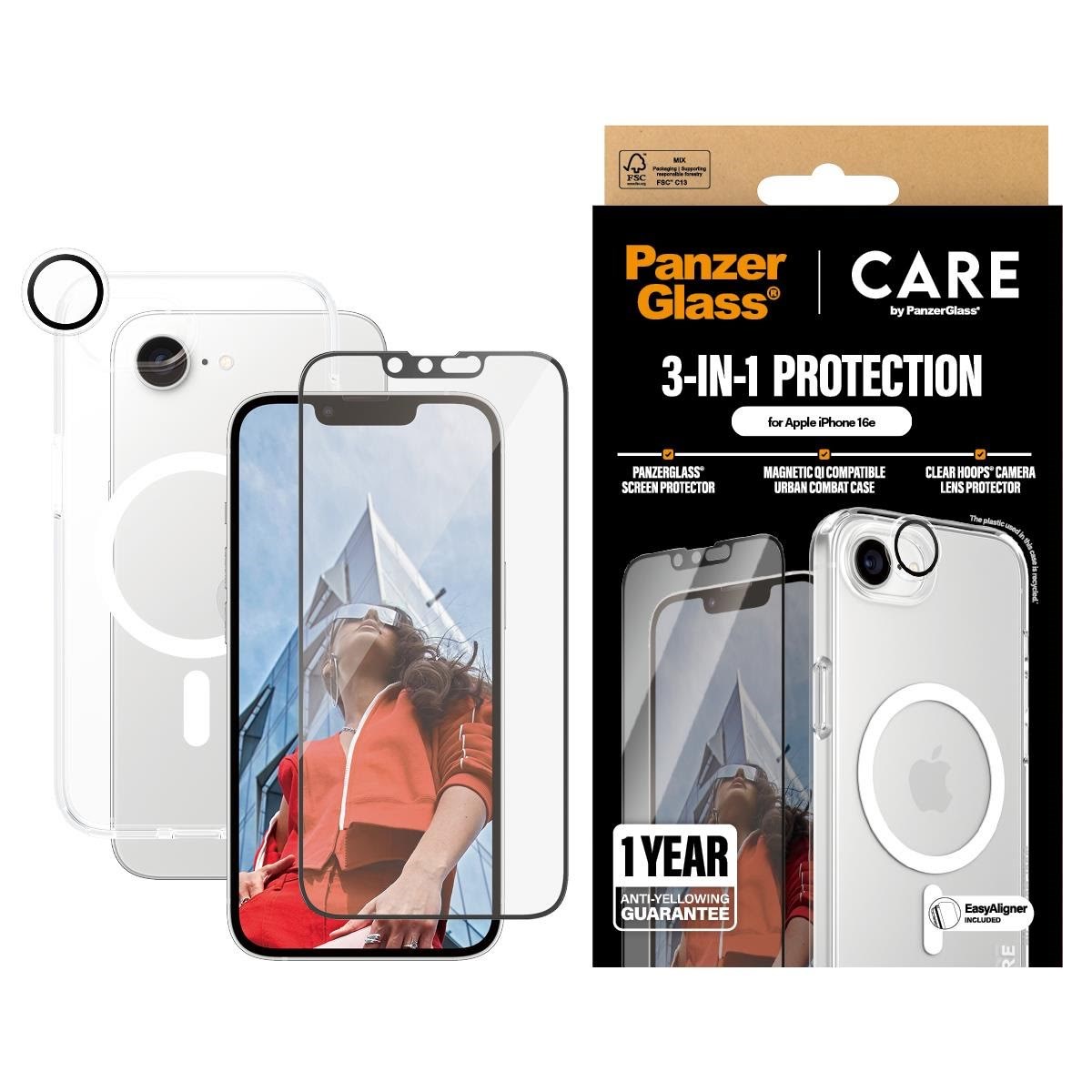 CARE by PanzerGlass Flagship 3-in-1 Bundle iPhone 17e | 16e Beskyttelsesglas CRNCHNUG29845