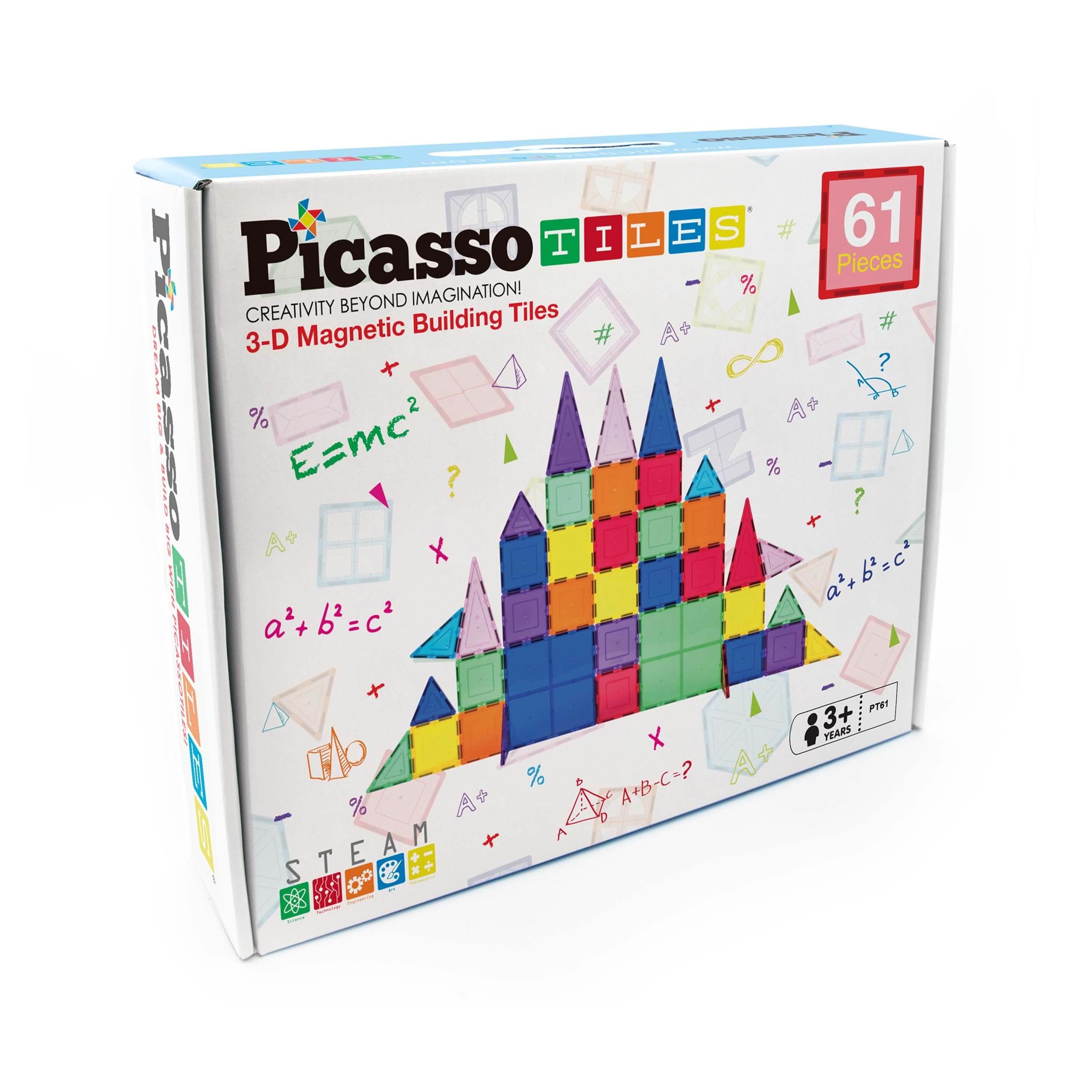 PicassoTiles Magnetic Tiles set 61 pcs Konstruktionslegetøj PT61