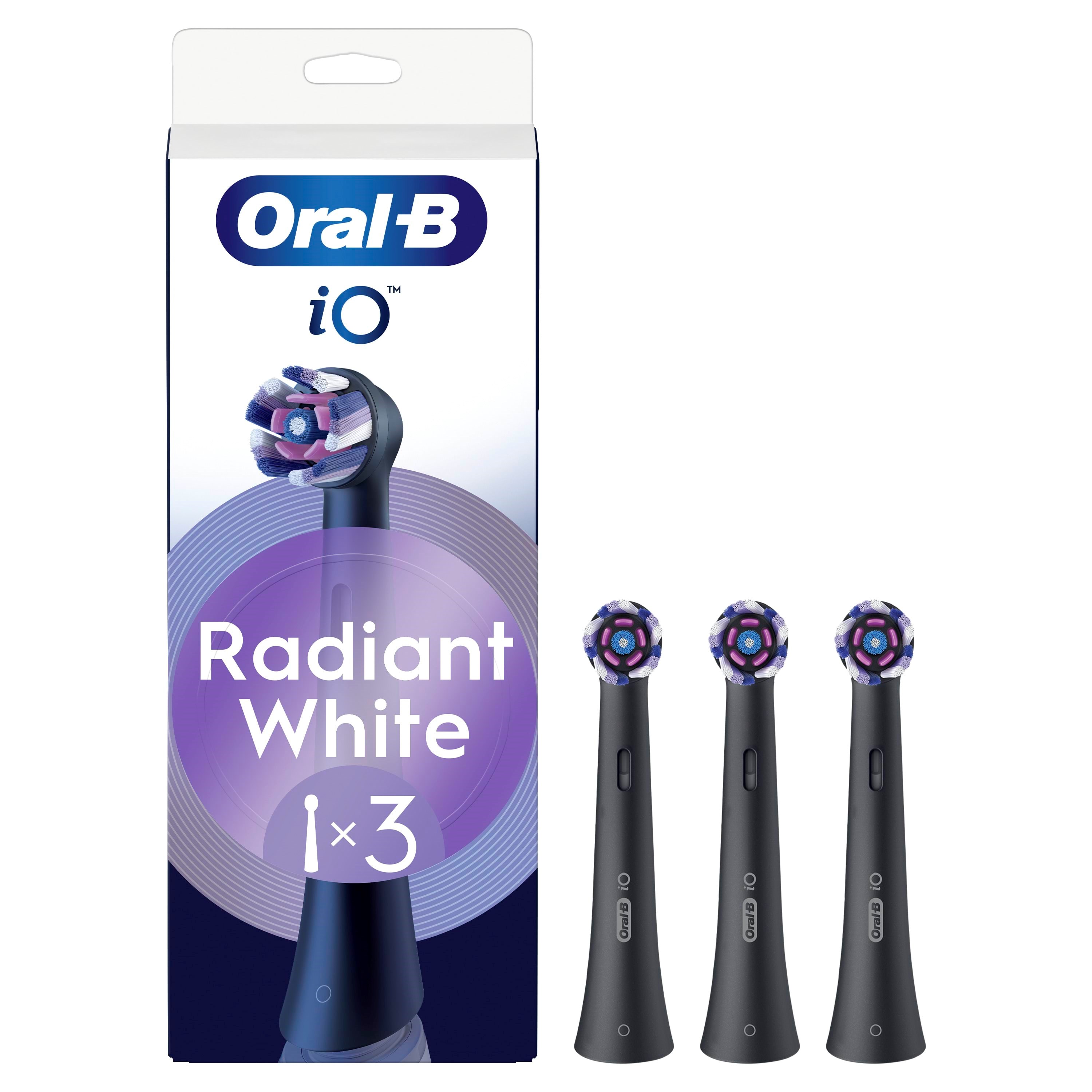 Oral-B Tandbørstehoveder iO Radiant White Black - 3 pcs El Tandbørste 8700216457118