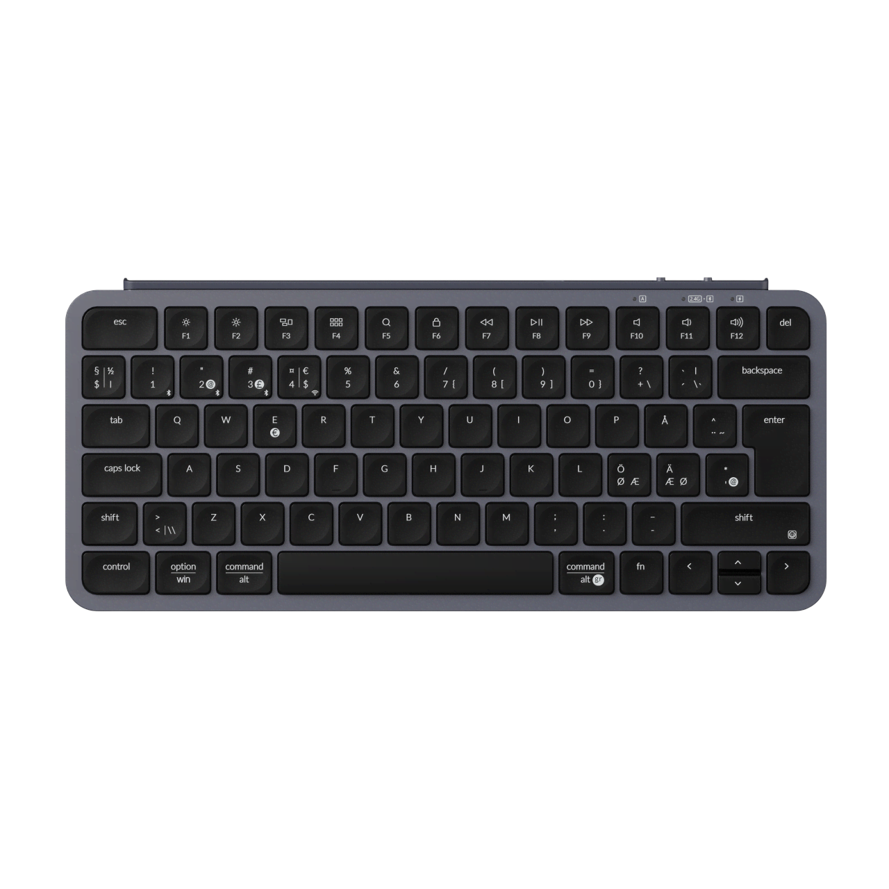 Keychron B1 Pro Ultra-Slim Wireless Keyboard Tri-Mode - Space Grey - Tastatur - Nordisk - Grå Tastatur B1P-K1-BO