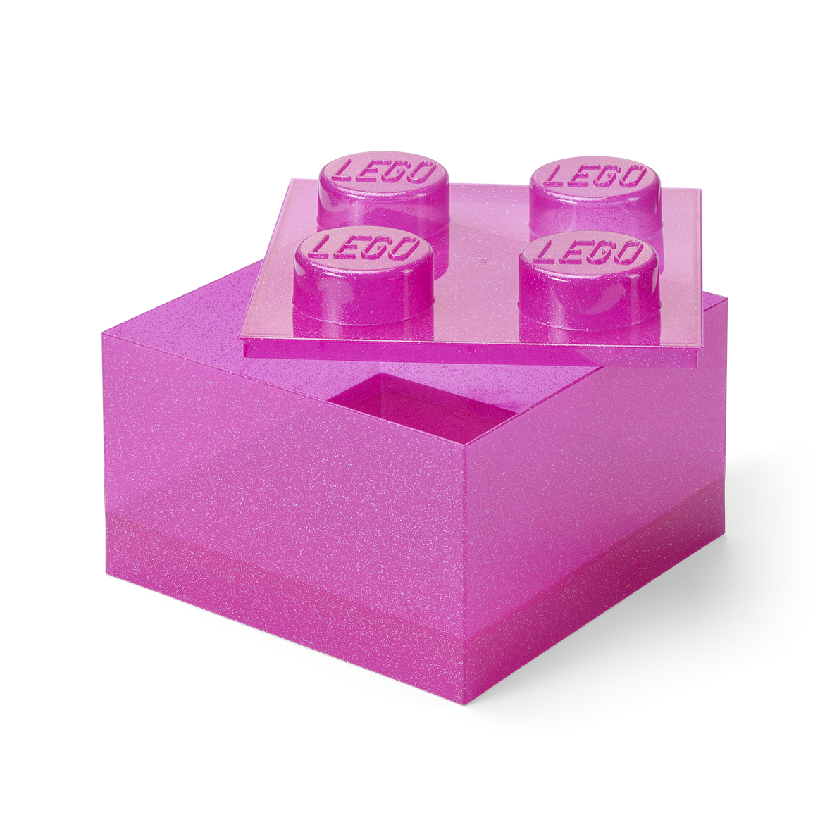 LEGO Storage Brick 4 Top Lid Glitter Medium Violet