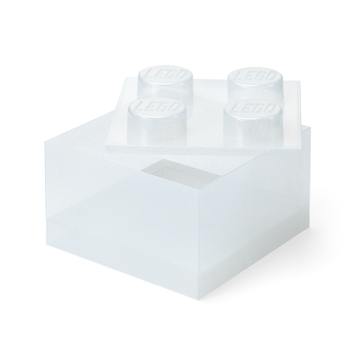 LEGO Storage Brick 4 Top Lid Glitter Translucent