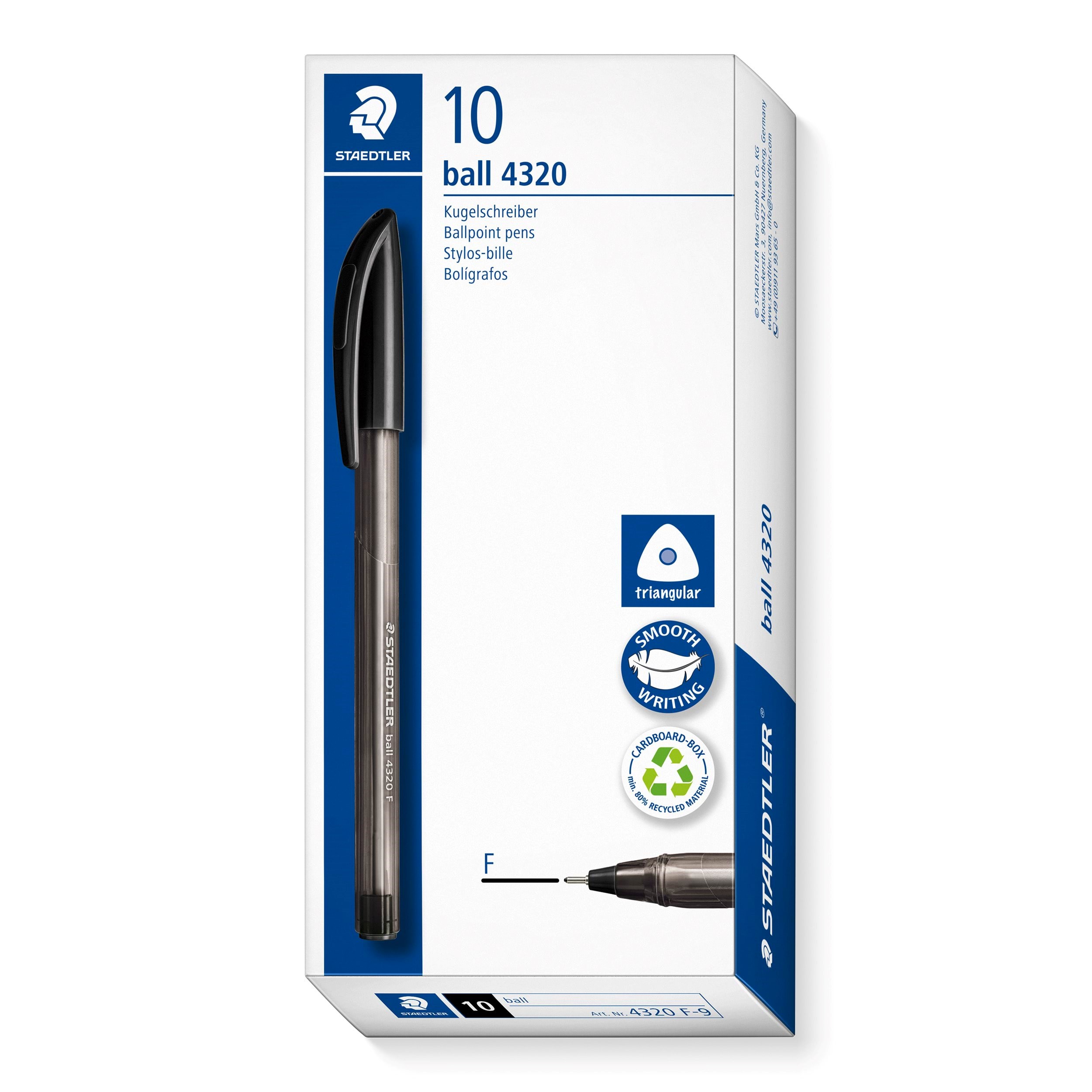 Staedtler STAEDTLER KUGLEPEN 4320 F, ÆSKE 10 STK, SORT Tegneværktøj 4320 F-9