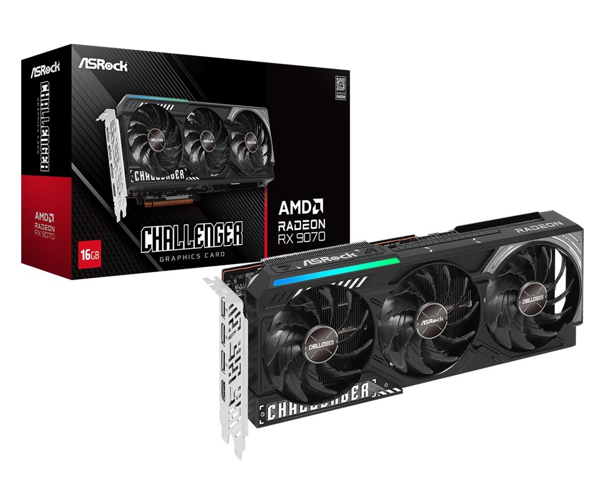 ASRock Radeon RX 9070 Challenger - 16GB GDDR6 RAM - Grafikkort Grafikkort Sort 90-GA5NZZ-00UANF