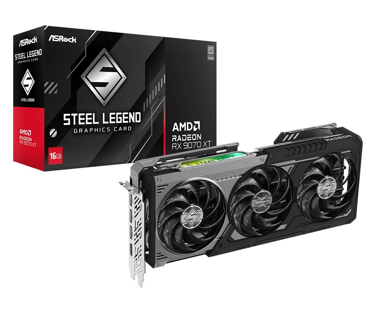 ASRock Radeon RX 9070 XT Steel Legend Dark - 16GB GDDR6 RAM - Grafikkort