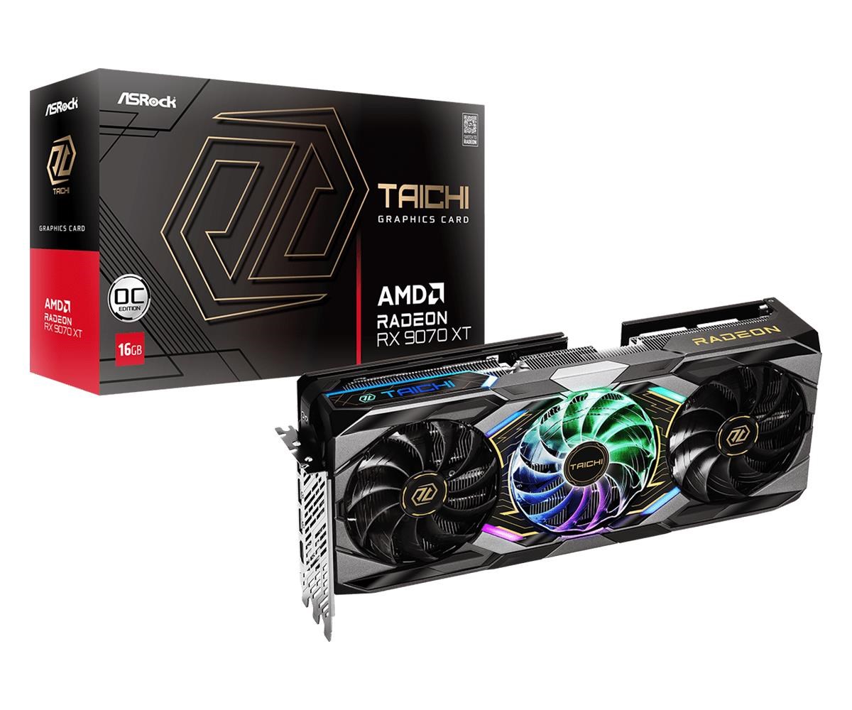 ASRock Radeon RX 9070 XT Taichi OC - 16GB GDDR6 RAM - Grafikkort Grafikkort Sort 90-GA5HZZ-00UANF