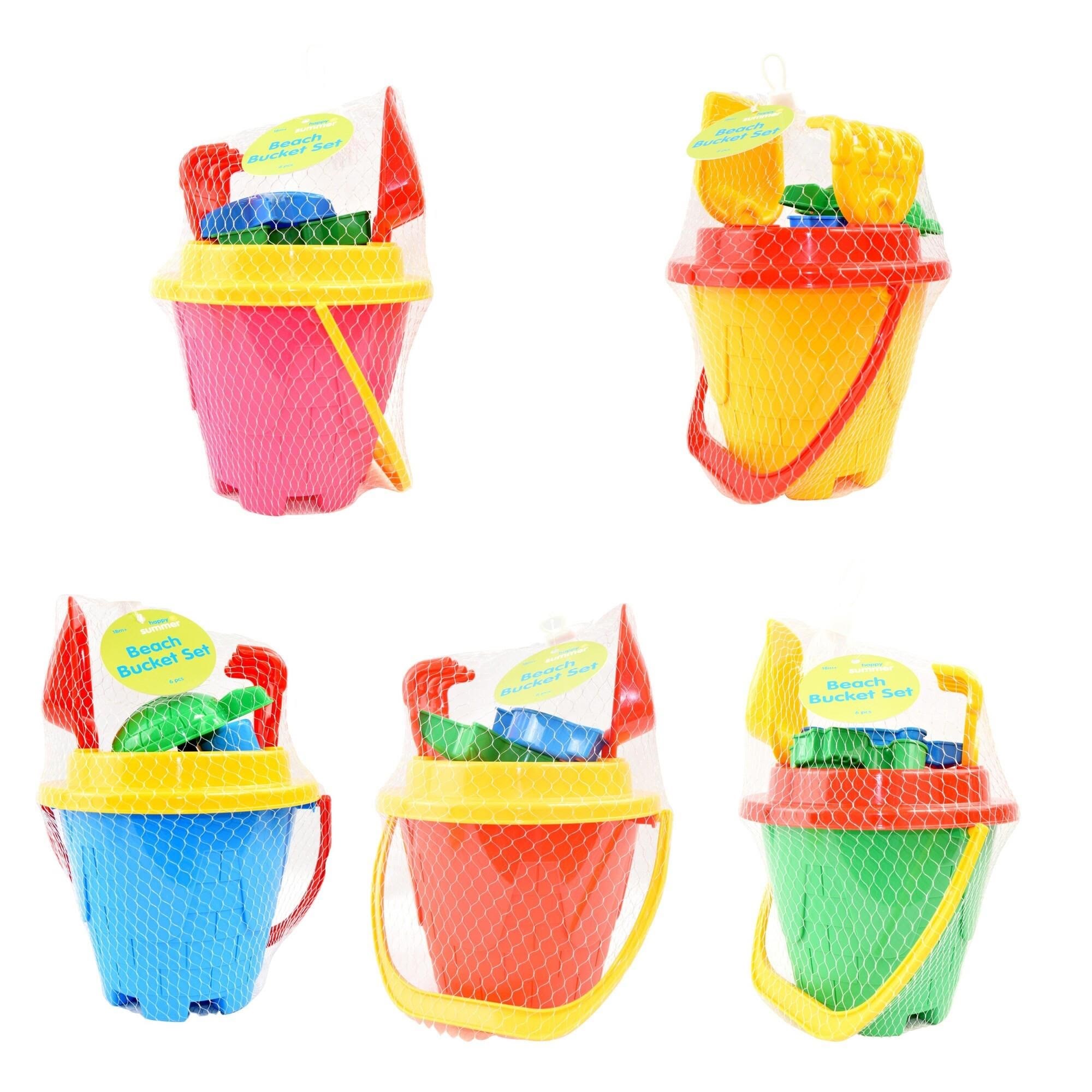 Happy Summer Beach Bucket Set 6 pcs - assorted Udendørsleg 303002