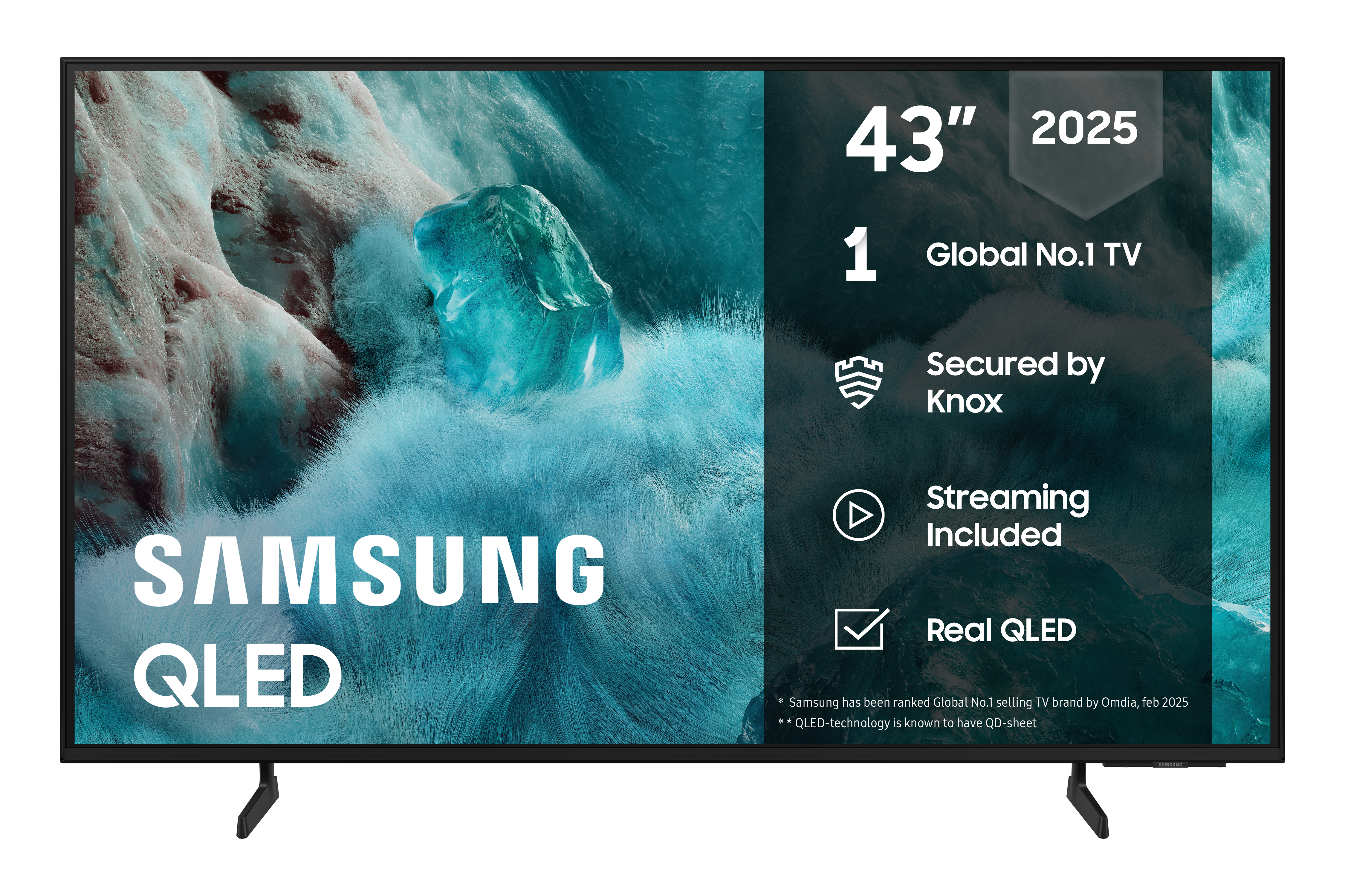 Samsung 43" Fladskærms TV QLED 4K TQ43Q7FAAUXXC Fjernsyn Sort