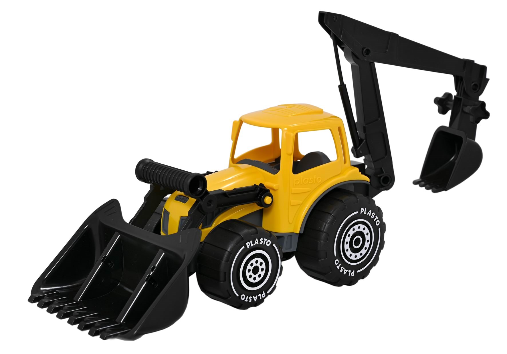 Plasto Traktor med frontlæsser og rendegraver, 70 cm Udendørsleg 1673000YEB