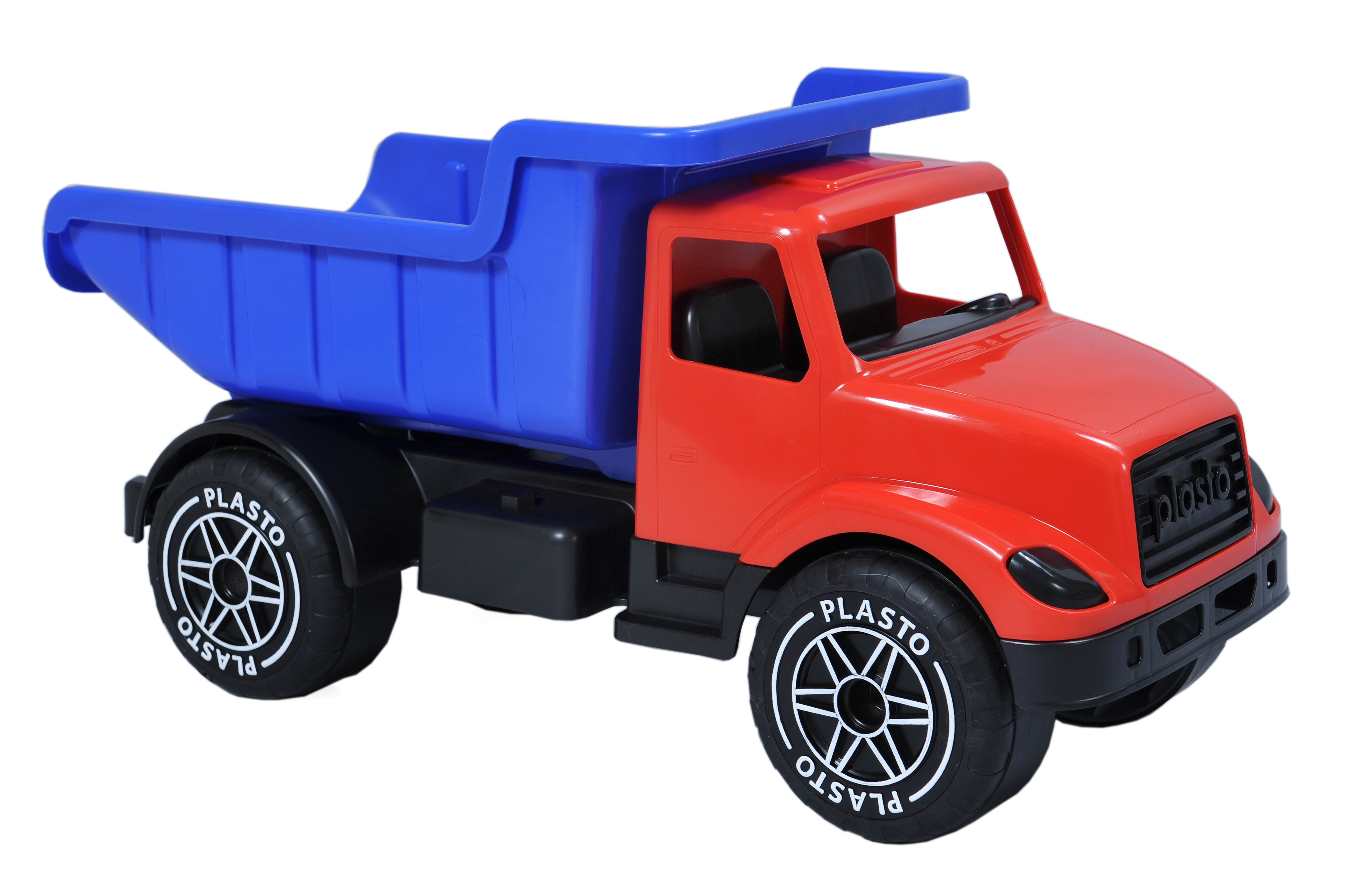 Plasto Kæmpe tipplastbil (60 cm) rød/blå Udendørsleg 1096000BOX