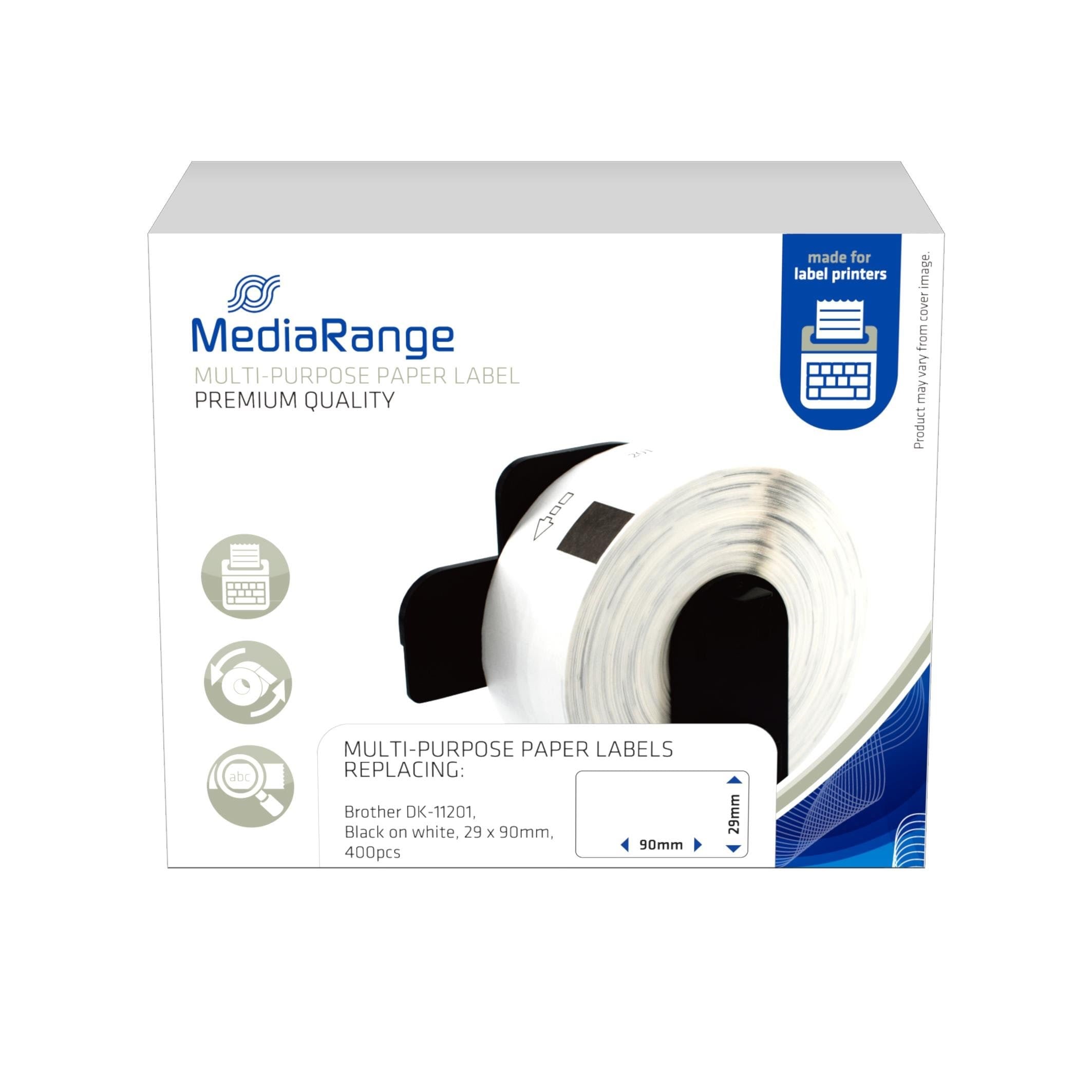 MediaRange - labels - 400 label(s) - 29 x 90 mm (alternative for: Brother DK-11201) Fotopapir MRBDK11201