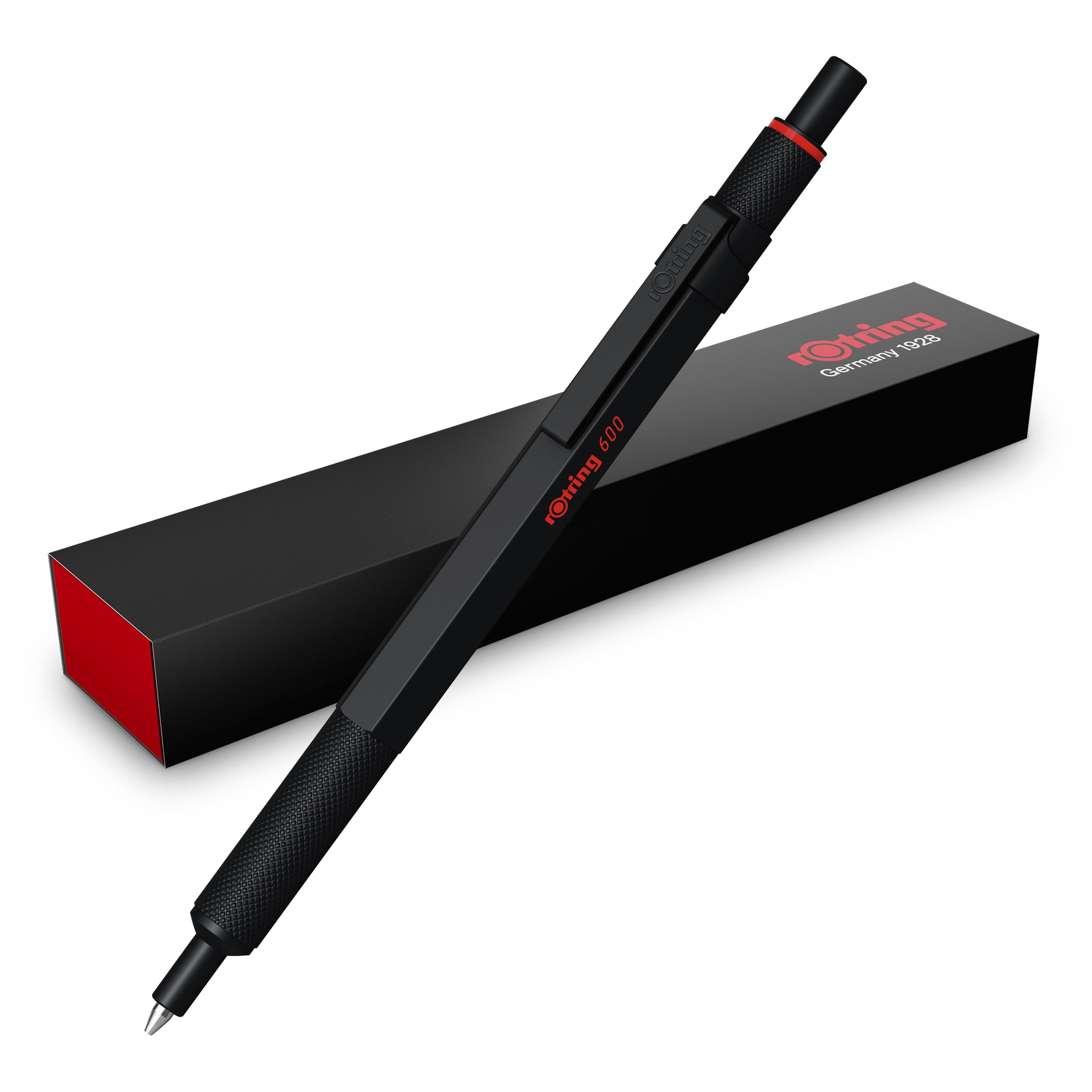 Rotring rOtring 600 Gel Pen | 0,55 mm | Sort Blæk | Sort Metal Krop | Skridsikkert Rillet Greb & Sekskantet skaft | Genopfyldelig