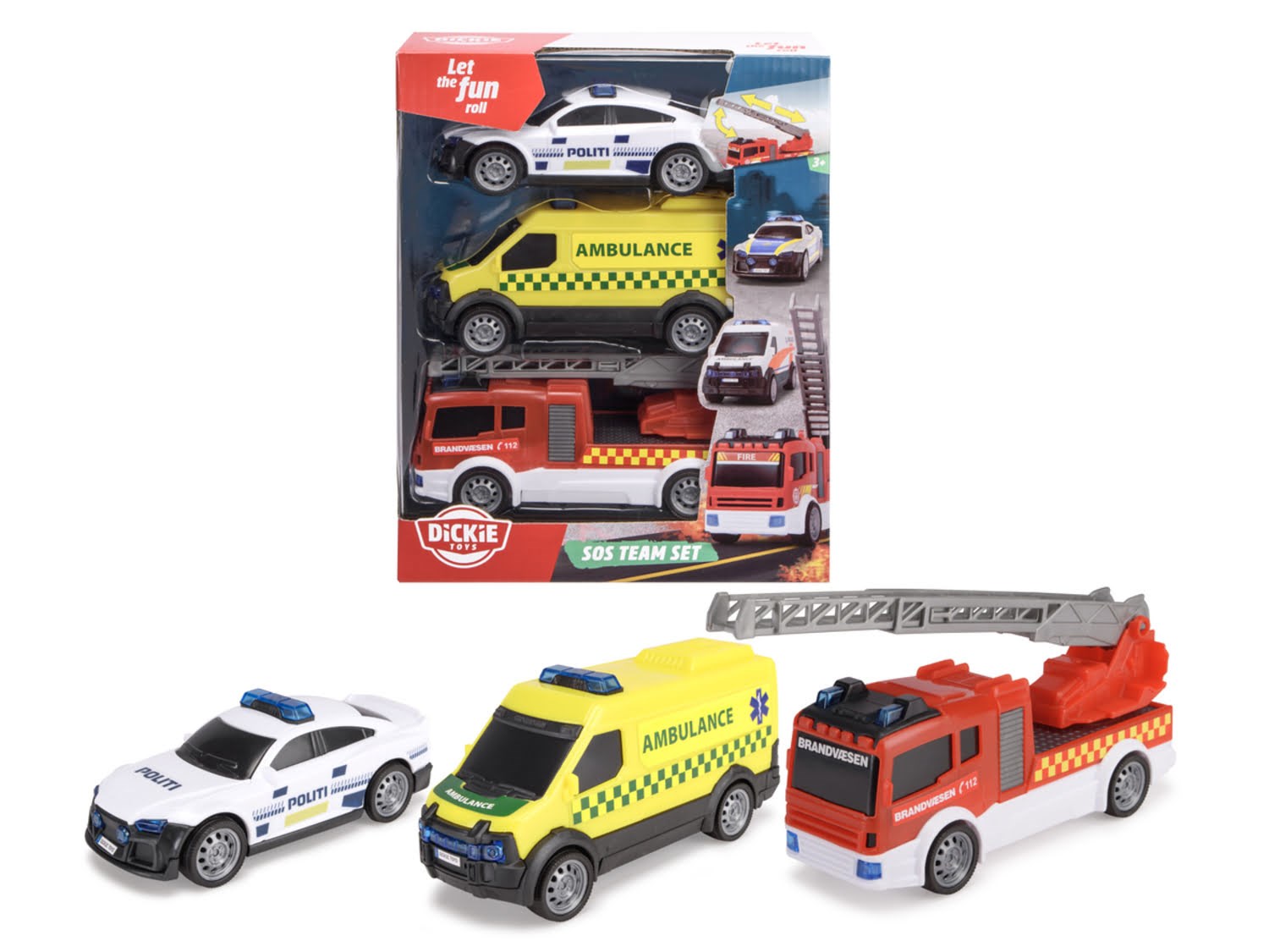 Dickie 3-Pack Danske Redningskøretøjer Legetøjsbil 203712015018