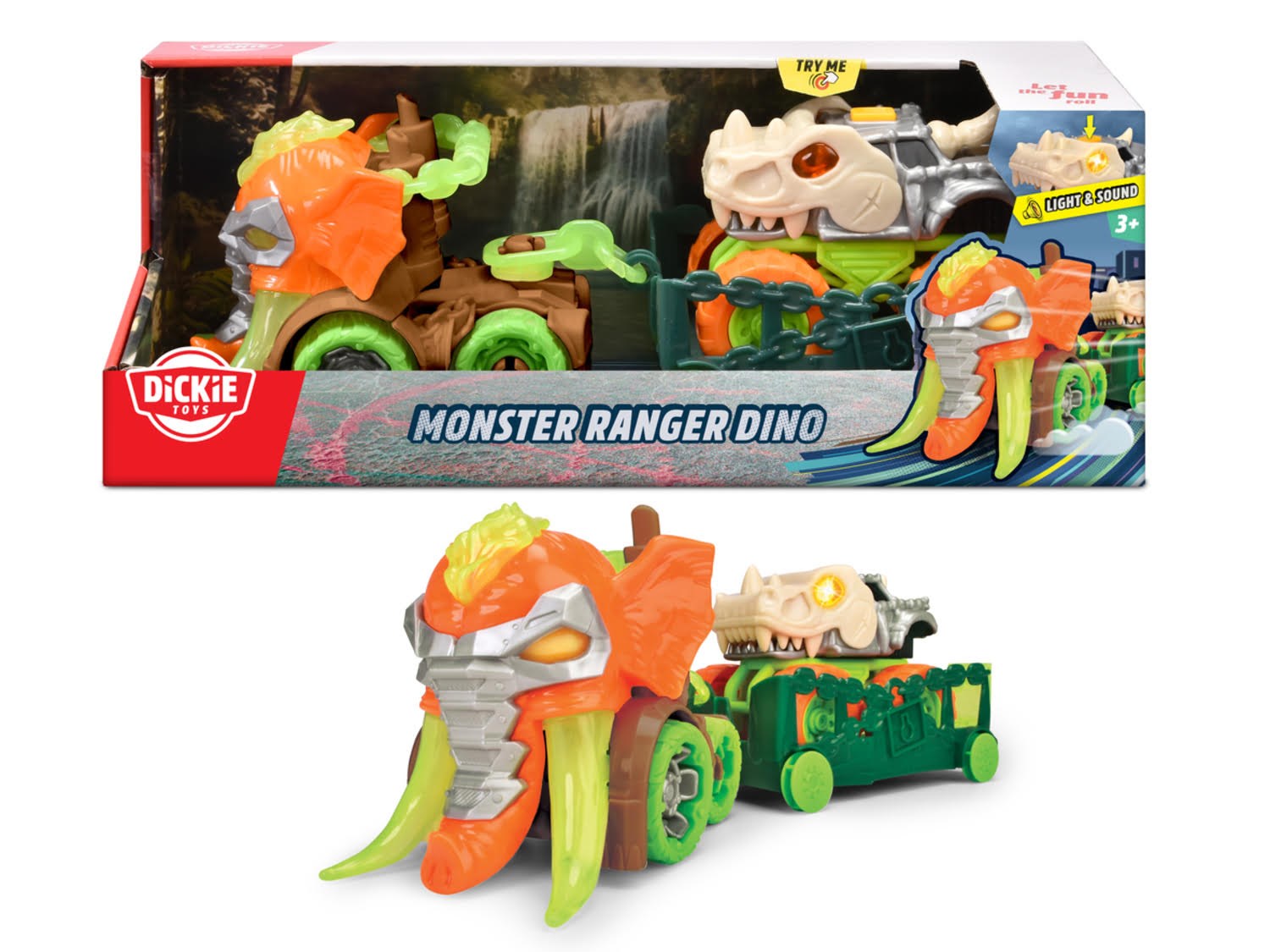 Dickie Monster Ranger Dinosaur, Bil med Anhænger (32 cm) Legetøjsbil 203755005