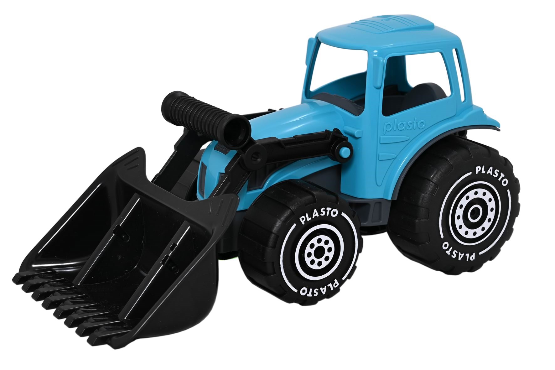 Plasto Traktor med frontlæsser. Turkis. 32 cm Udendørsleg 1674000TUB