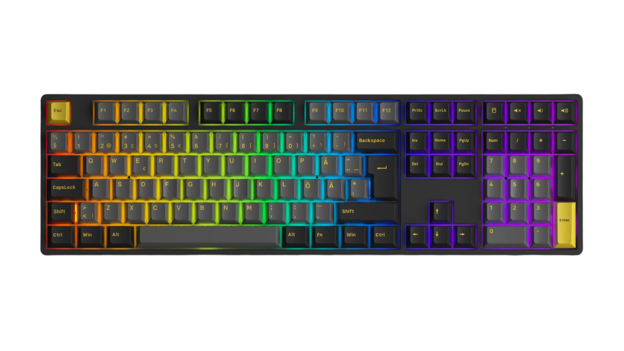 Akkogear 5108B Black/Gold - V3 Blue Pro Switch - Gaming Tastatur - Universal - Sort