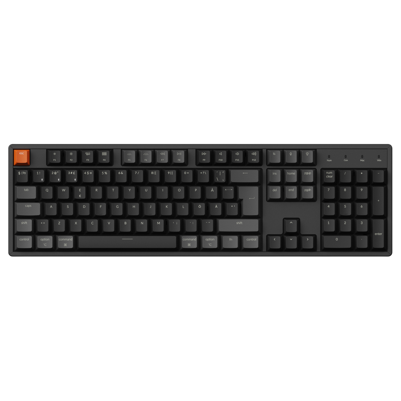 Keychron K10 v2 RGB QMK Wireless Hot Swap QMK - Super Red - Gaming Tastatur - Nordisk - Sort
