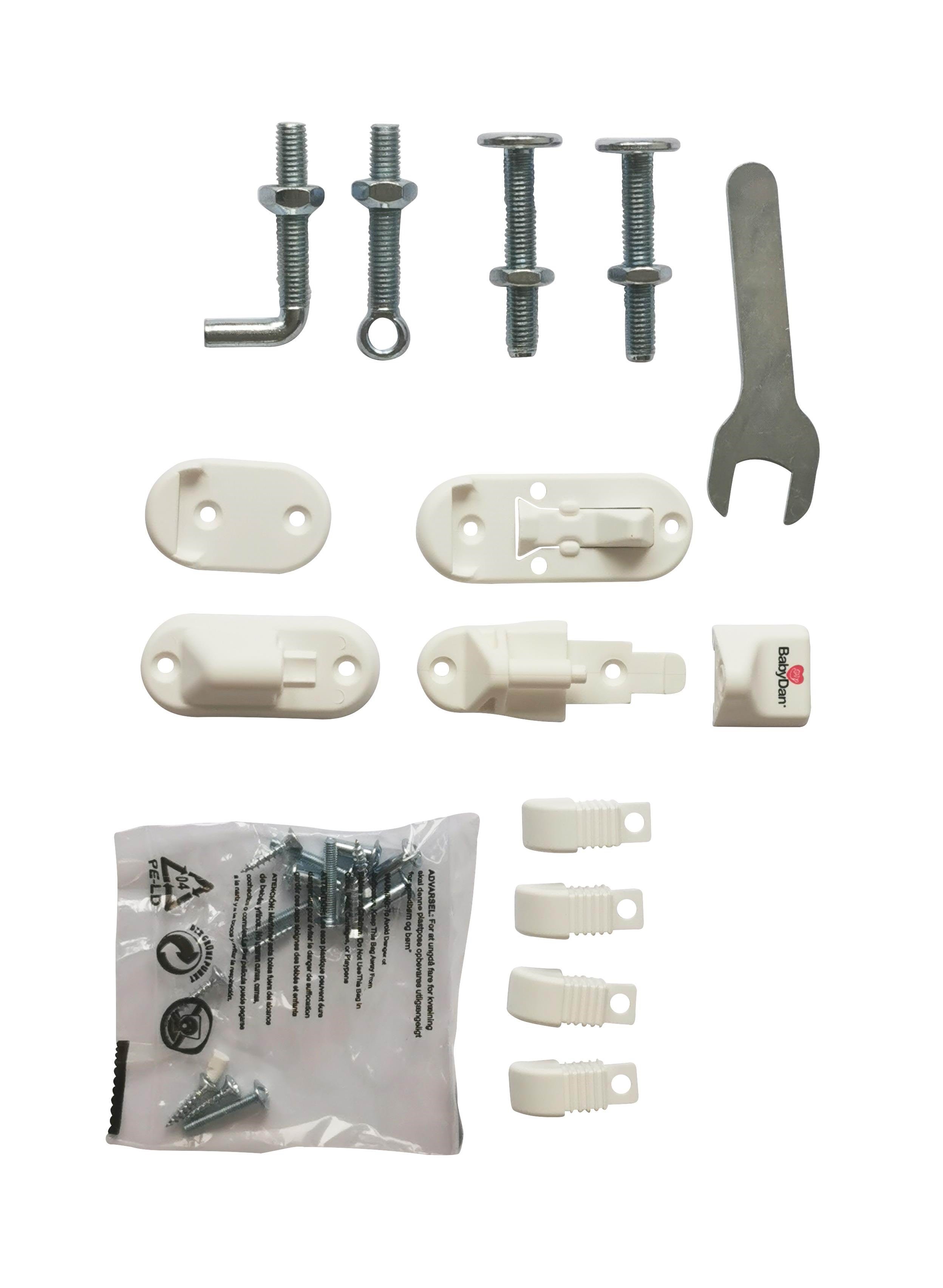 BabyDan kasse med fittings til MultiDan/Liva sikkerhedsgitter metal, Hvid Babyudstyr 300339