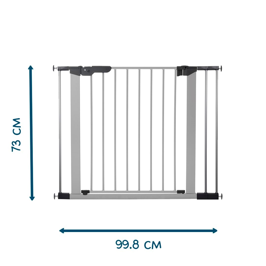 BabyDan Premier sikkerhedsgitter med 3 forlængere, 92,5-99,8 cm, sølv Babyudstyr 500937