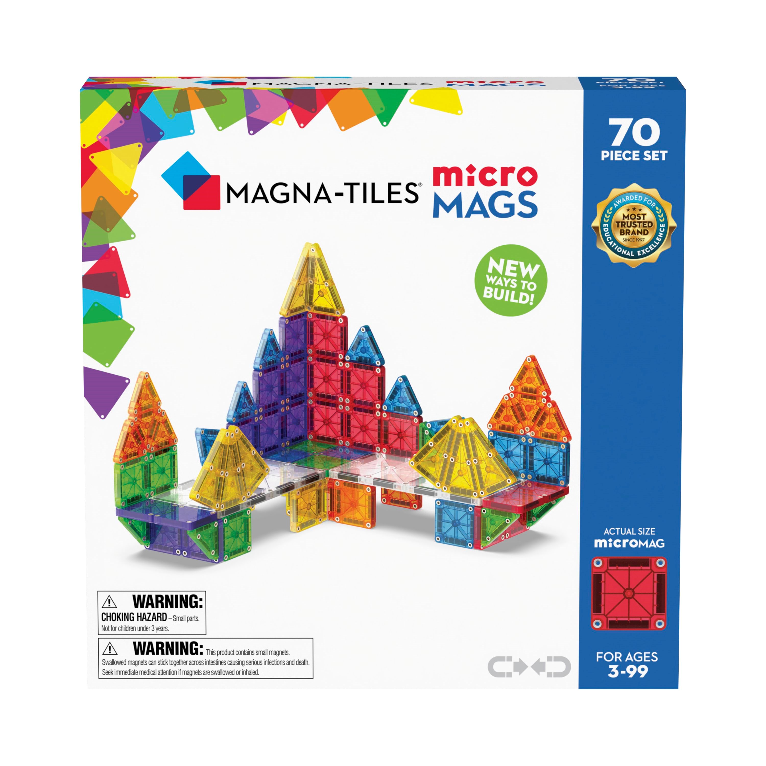 Magna-Tiles MicroMAGS 70 dele Deluxe magnetisk byggesæt Konstruktionslegetøj 90296