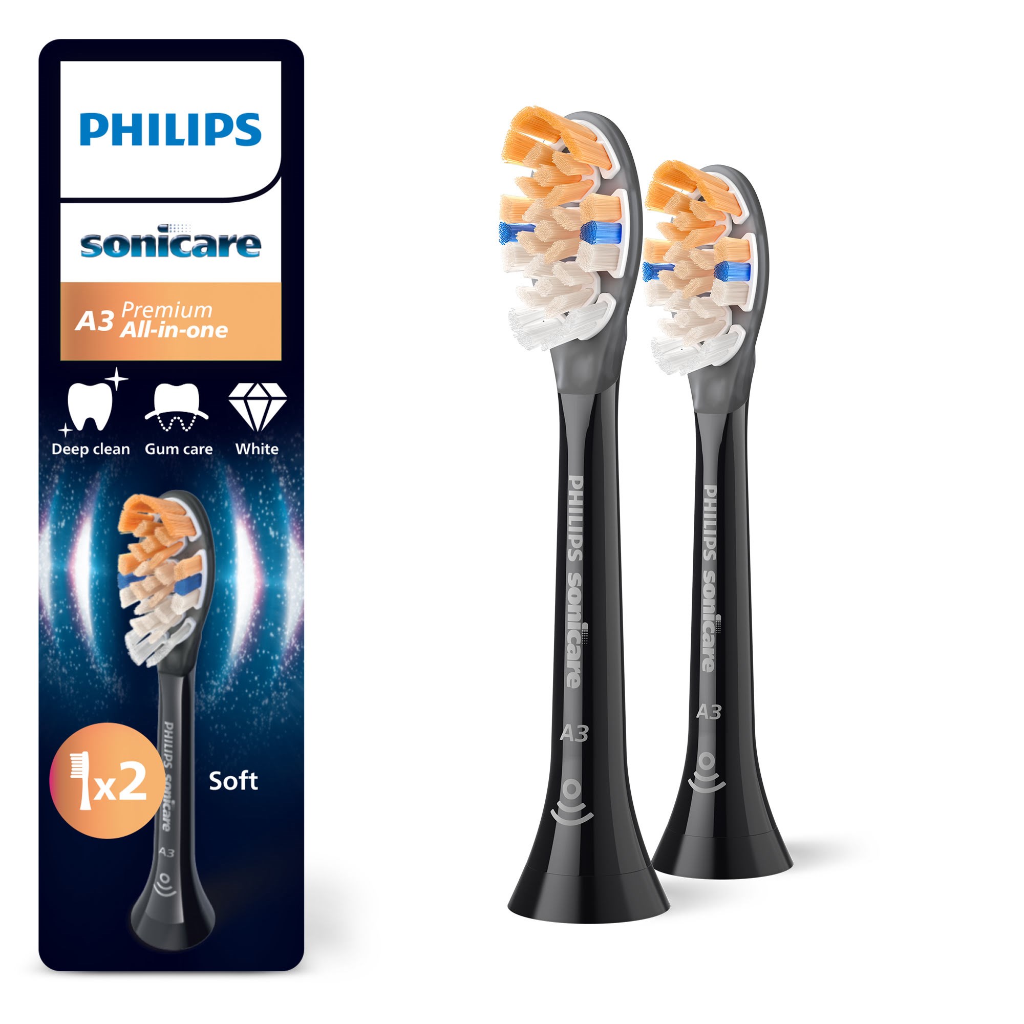 Philips Tandbørstehoveder Sonicare Premium All-in-One - Black - 2 pcs El Tandbørste HX9092/88