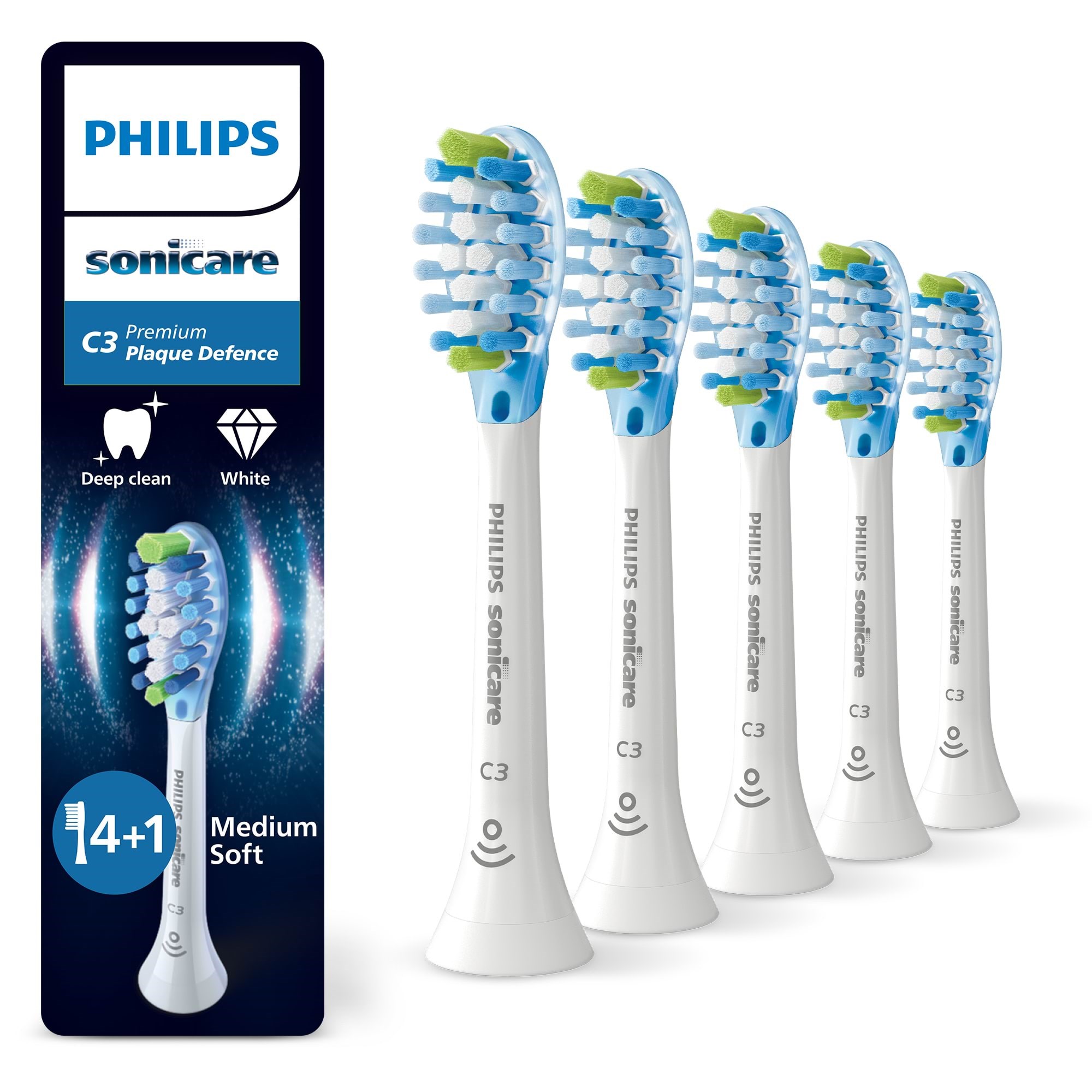 Philips Tandbørstehoveder Sonicare Premium Plaque Defence - White - 4+1 pcs